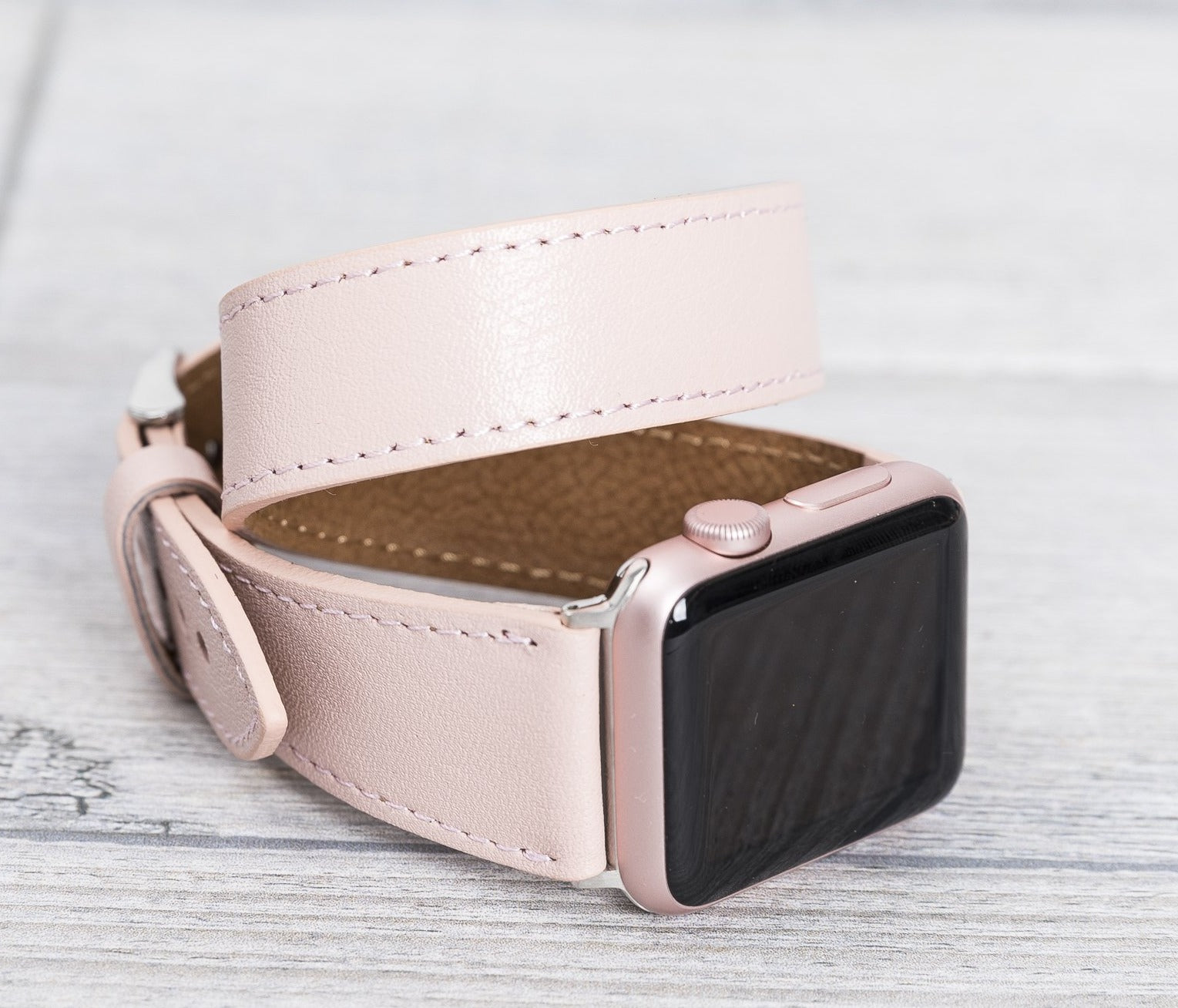 Pink Leather Double Tour Apple Watch Band