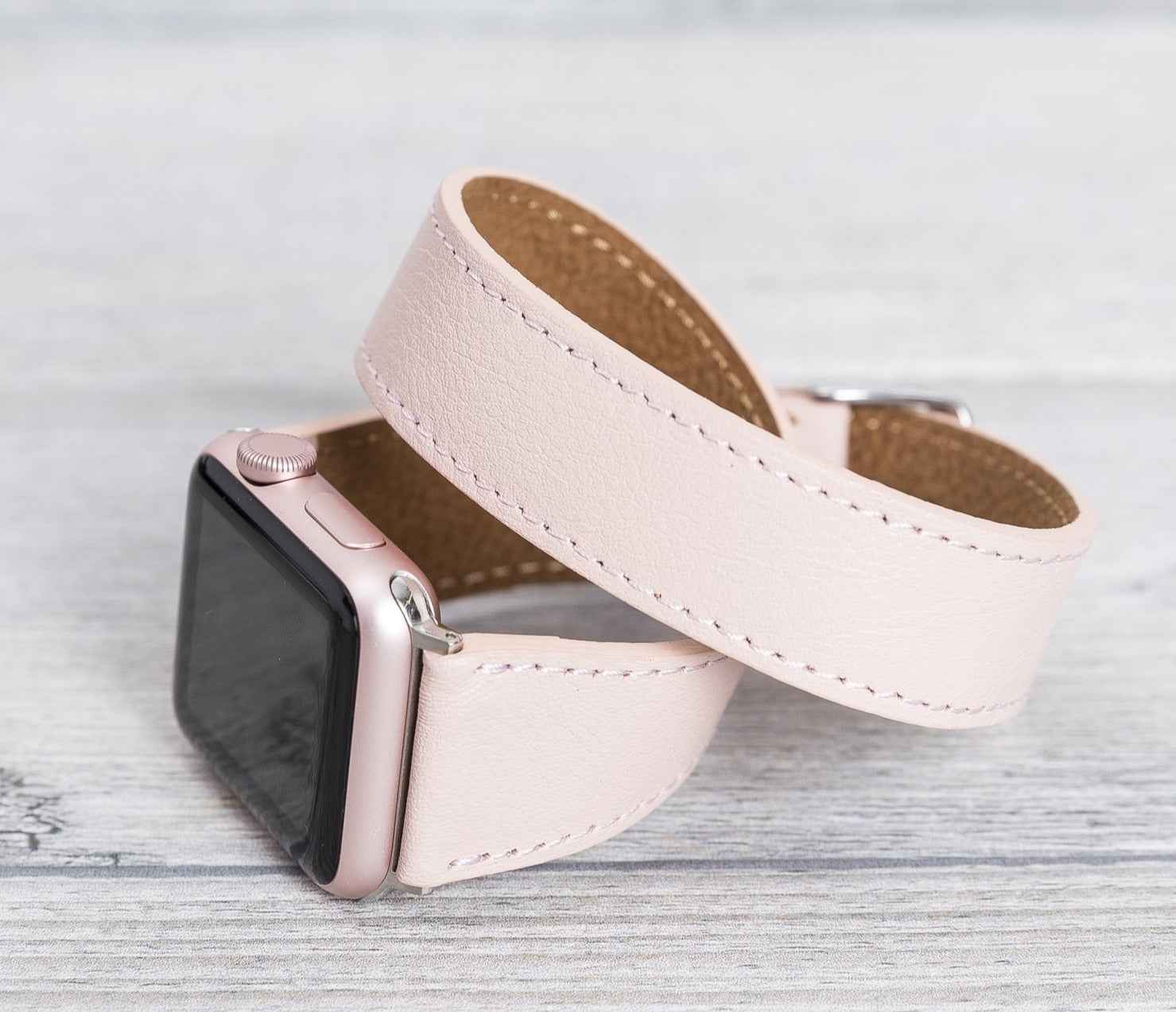 Pink Leather Double Tour Apple Watch Band