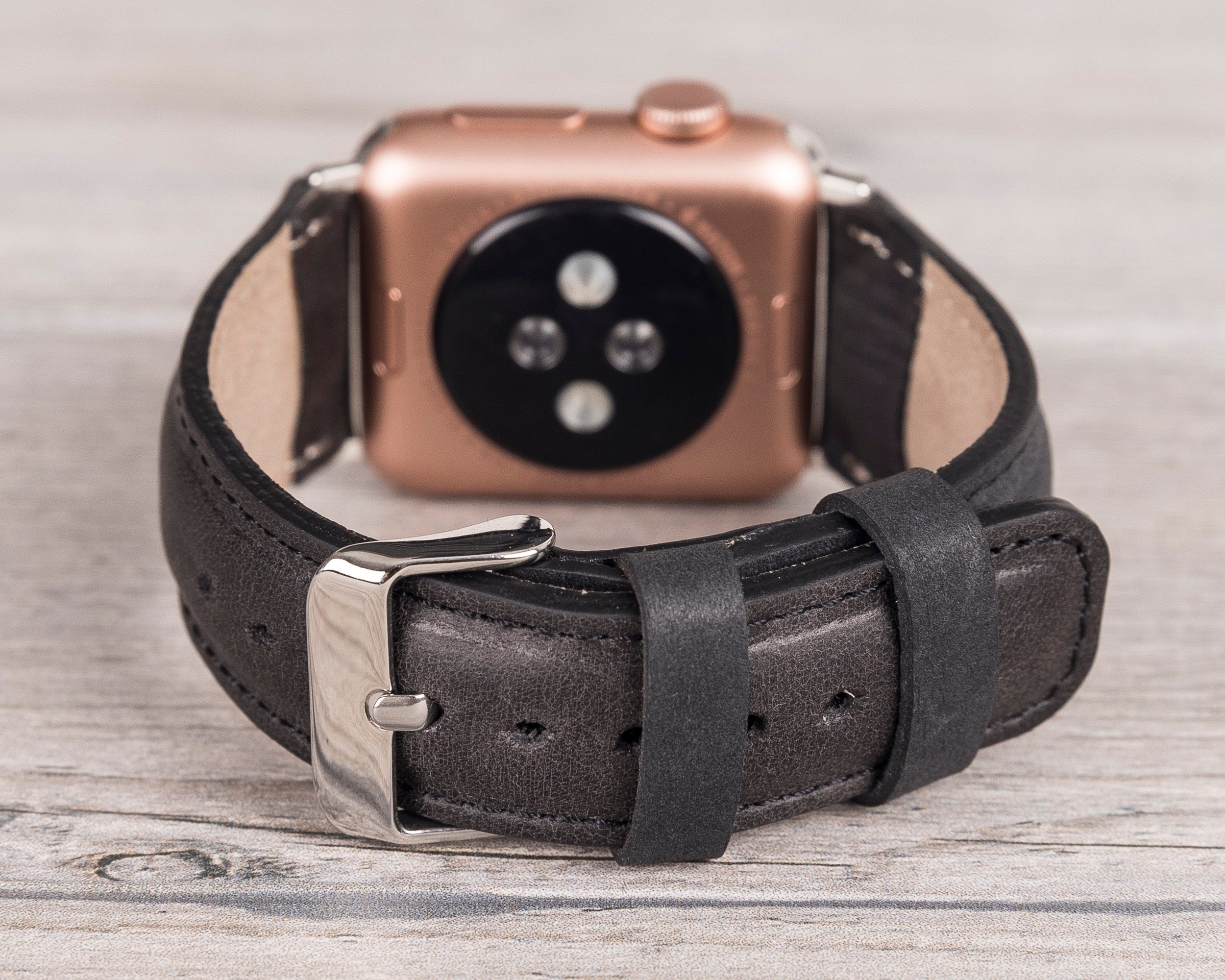 Dark Gray Leather Classic Apple Watch Band