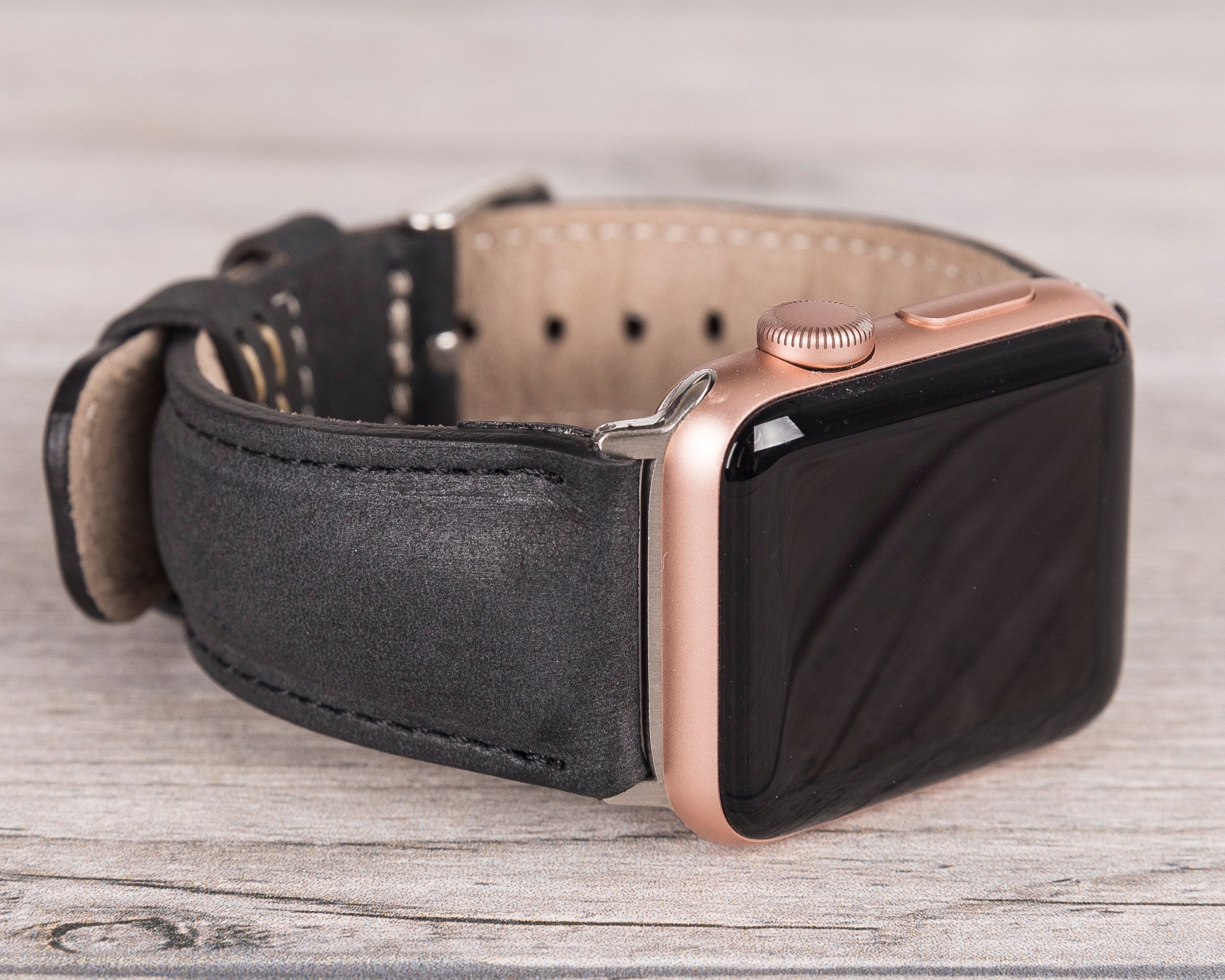 Dark Gray Leather Classic Apple Watch Band