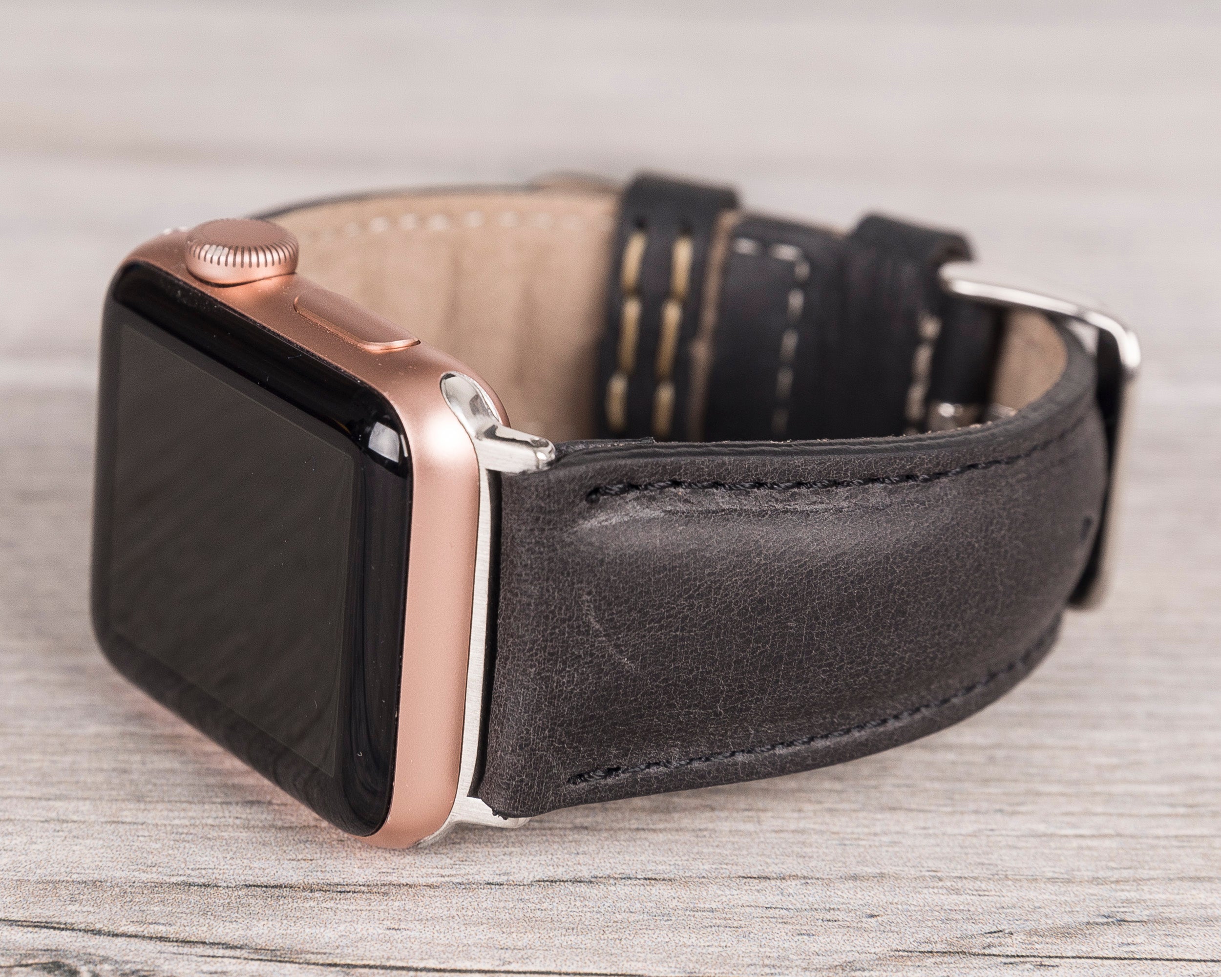 Dark Gray Leather Classic Apple Watch Band