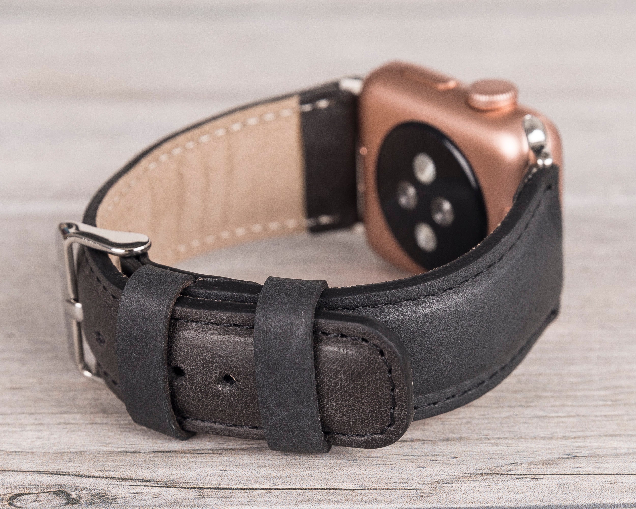 Dark Gray Leather Classic Apple Watch Band