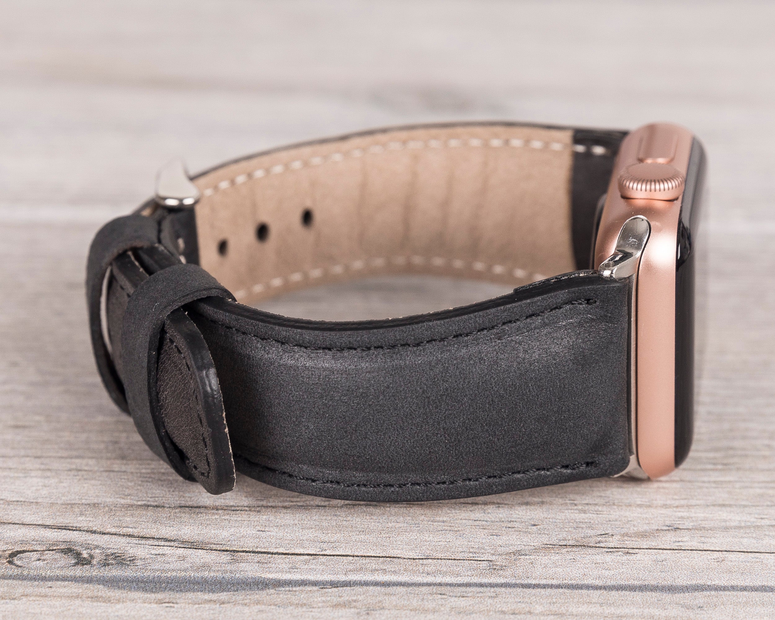 Dark Gray Leather Classic Apple Watch Band