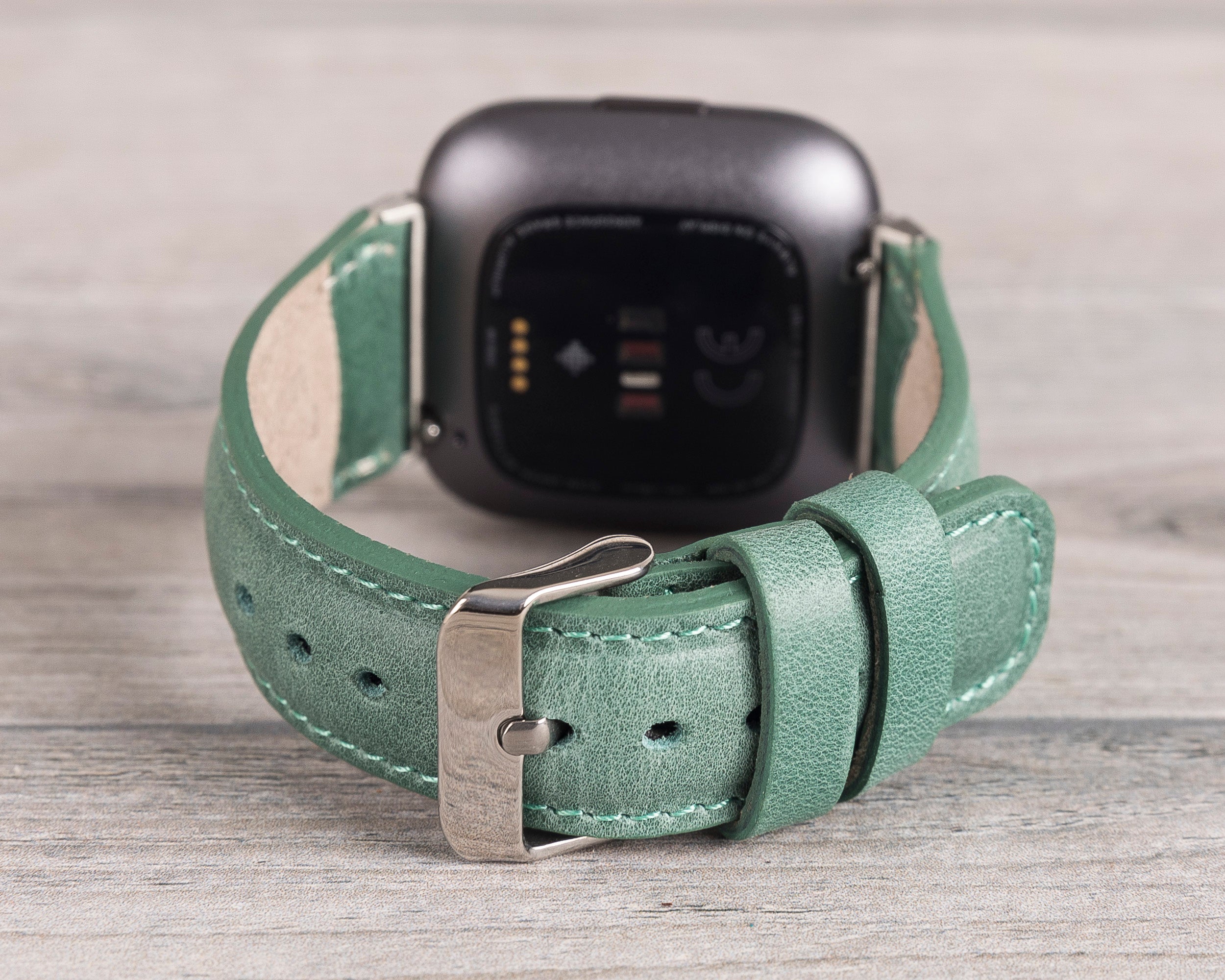 Sea Green Leather Classic Fitbit Watch Band