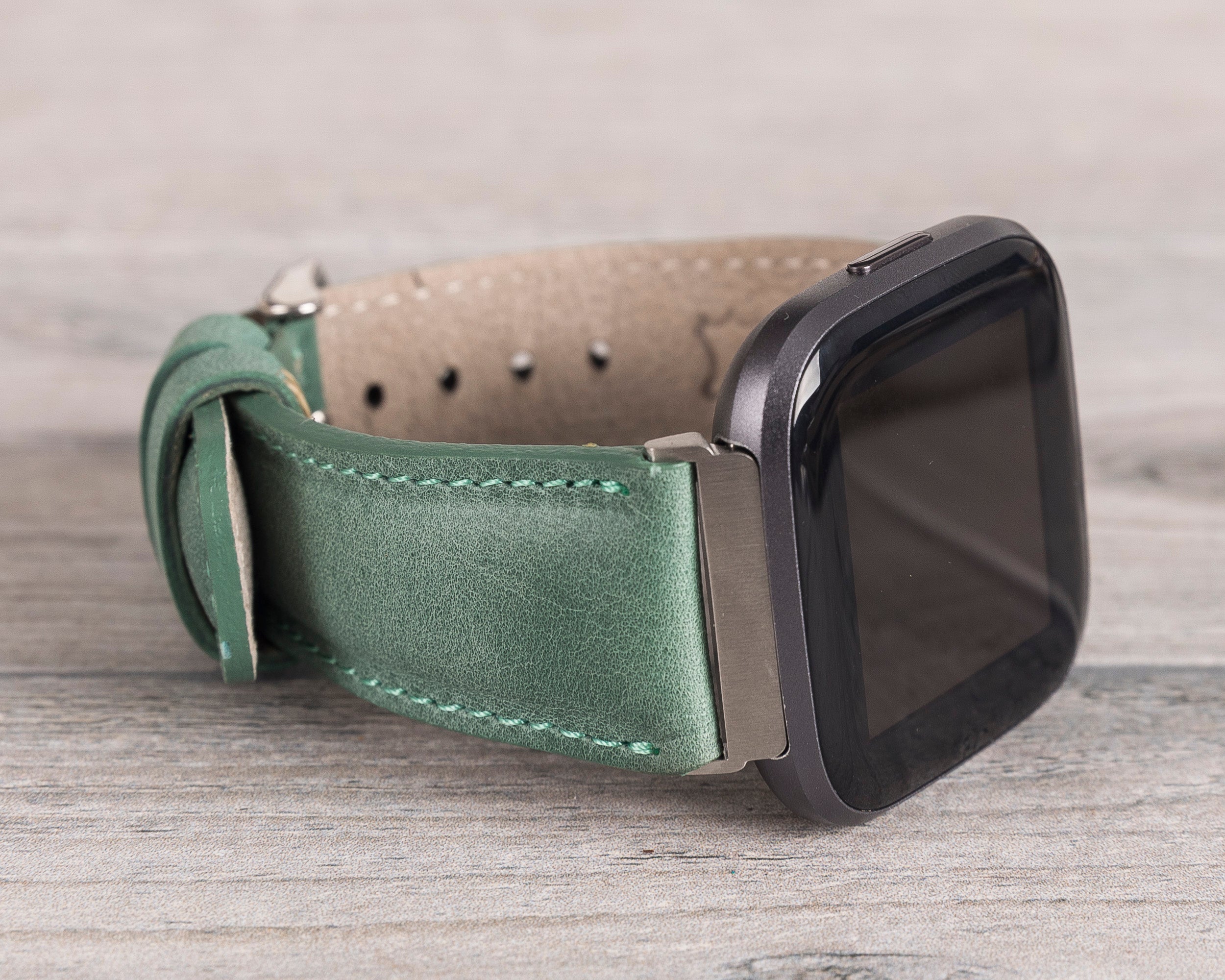 Sea Green Leather Classic Fitbit Watch Band