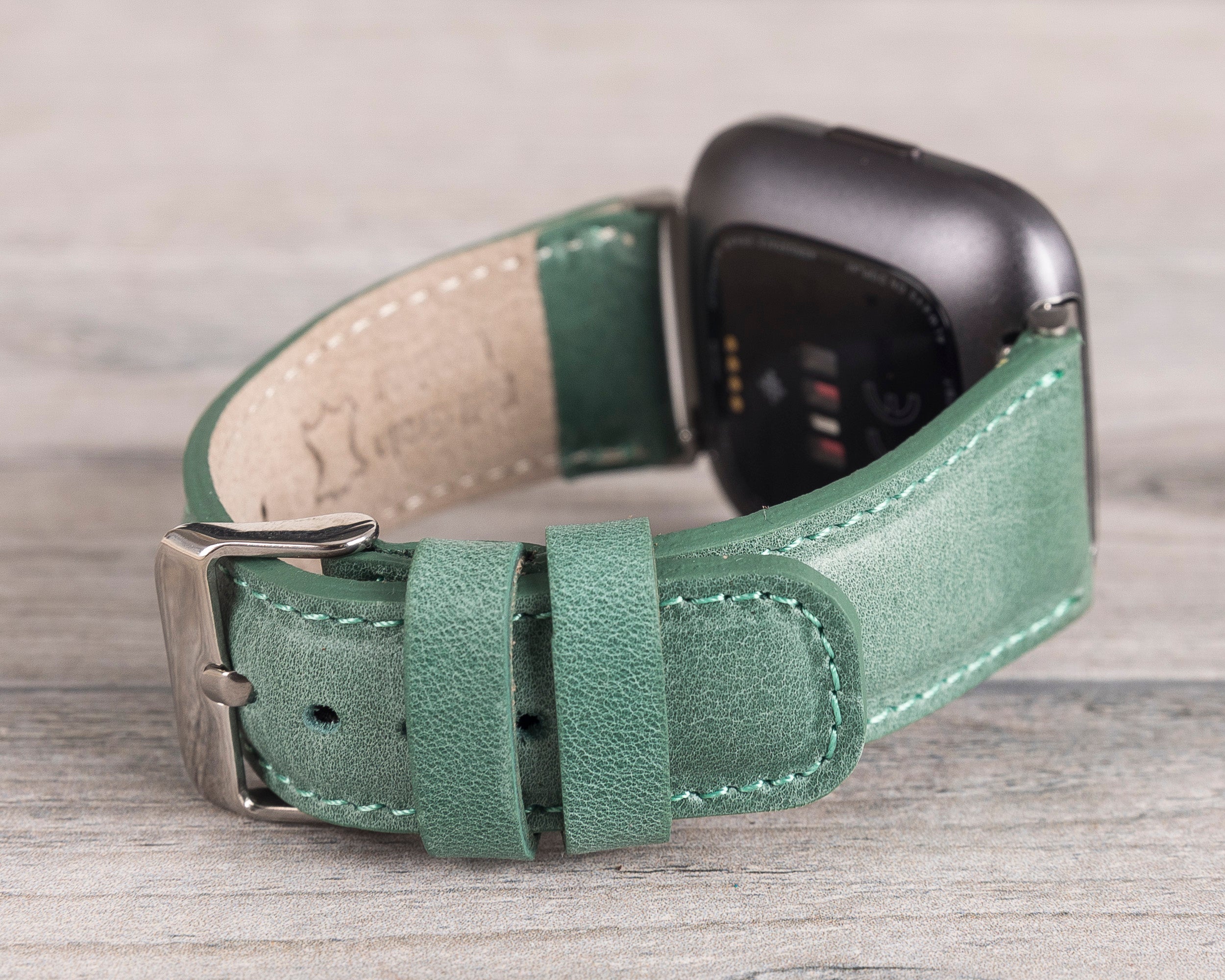 Sea Green Leather Classic Fitbit Watch Band