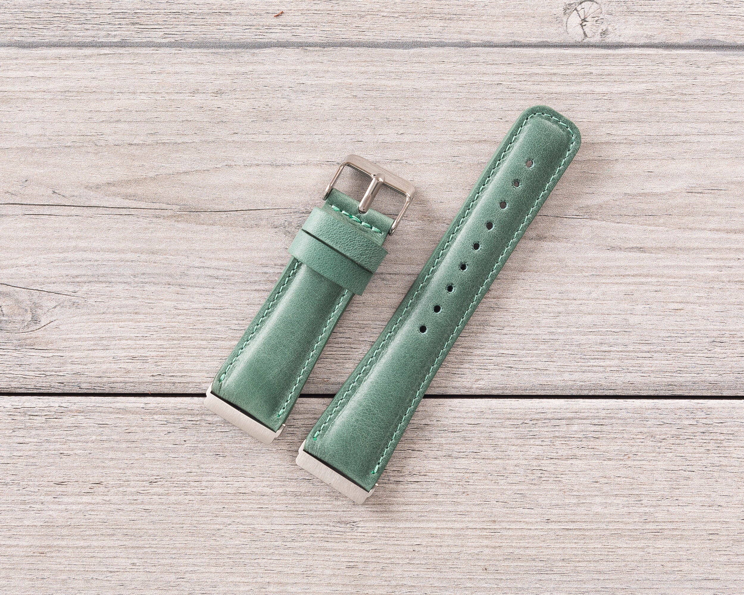 Sea Green Leather Classic Fitbit Watch Band