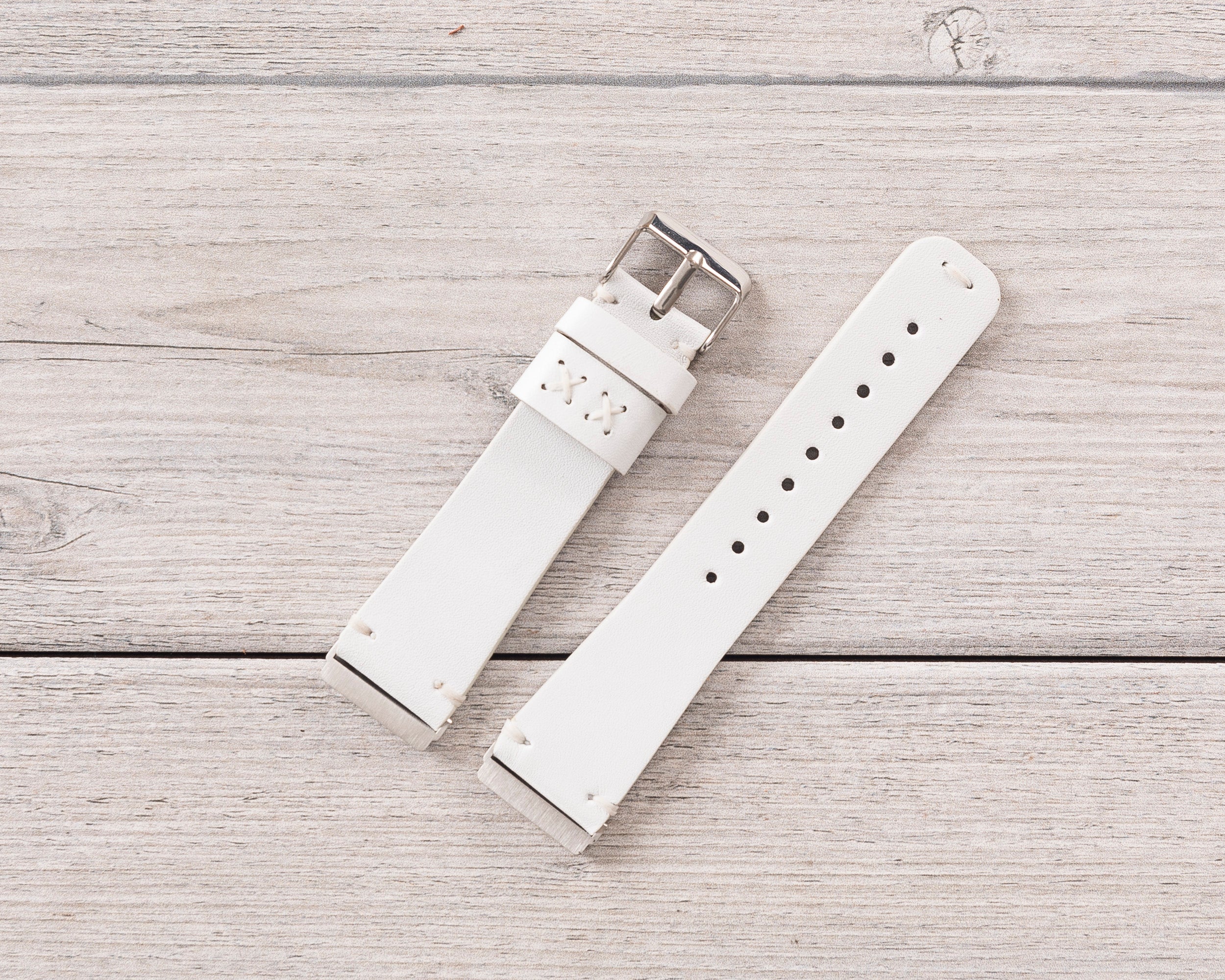 White Leather Classic Fitbit Watch Band