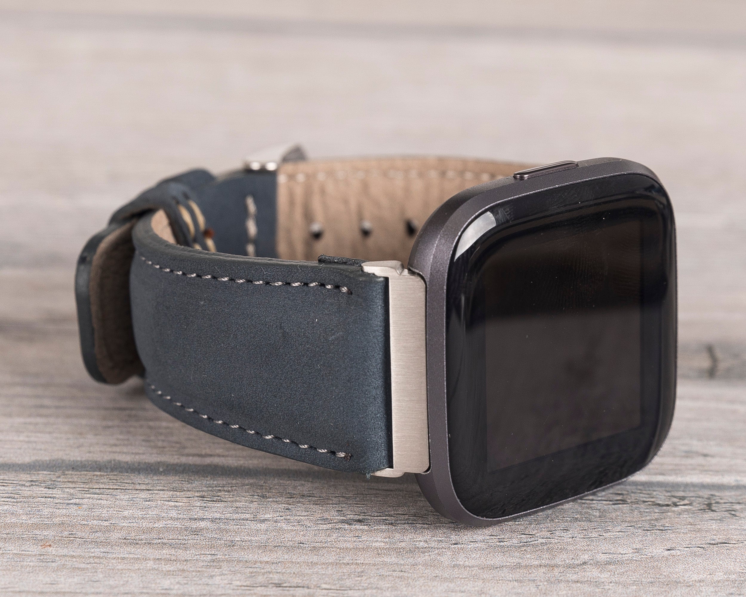 Blue Leather Classic Fitbit Watch Band