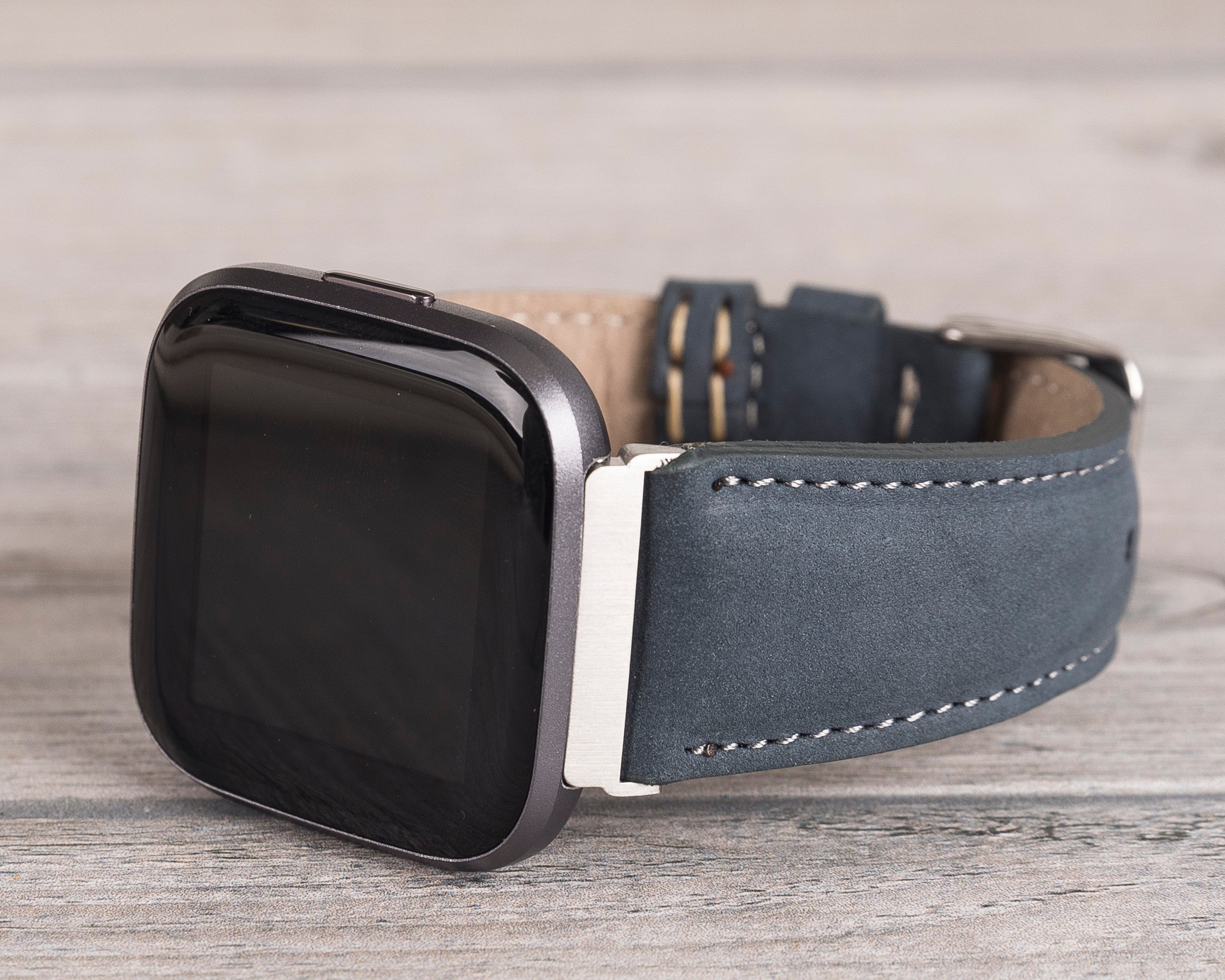 Blue Leather Classic Fitbit Watch Band