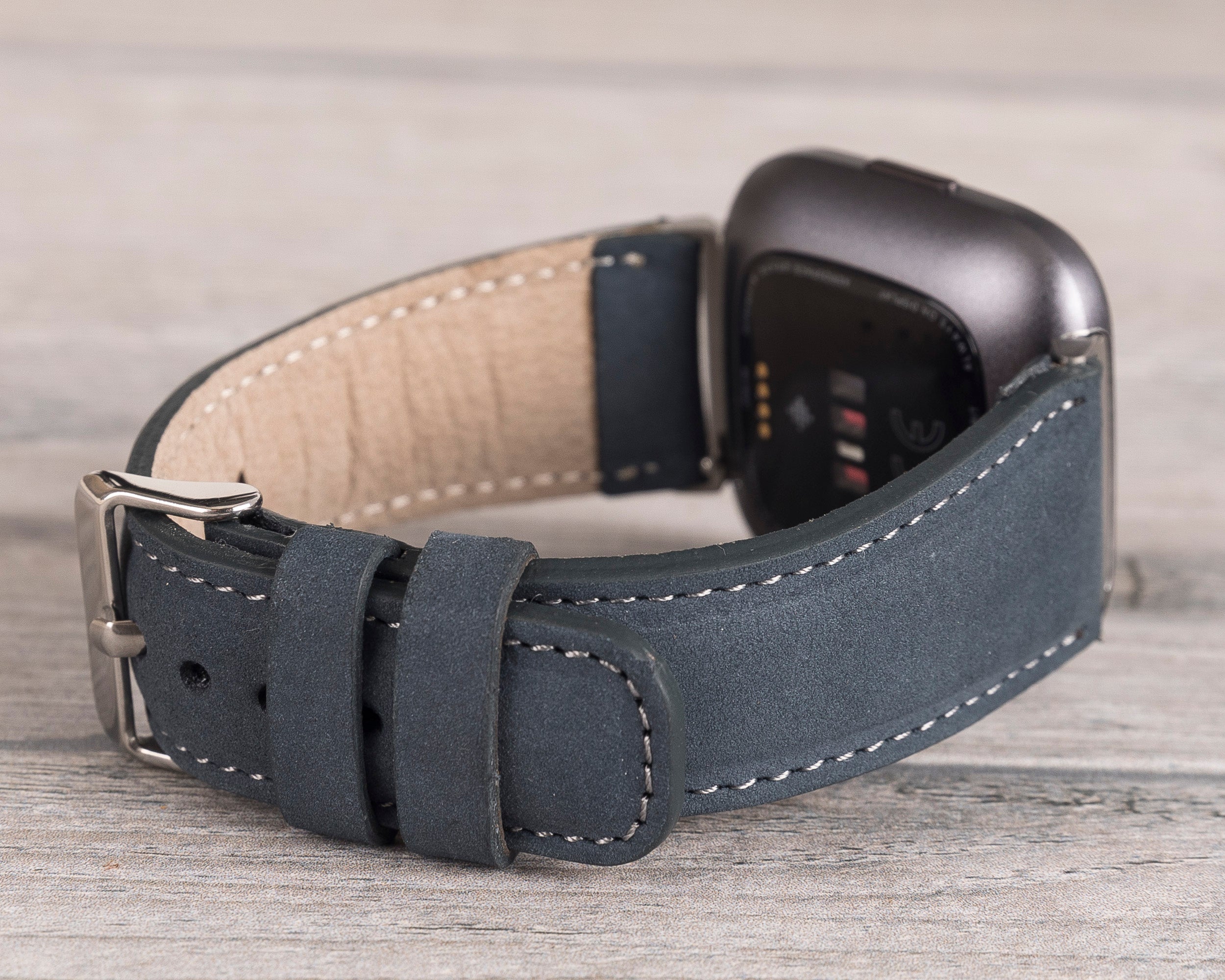 Blue Leather Classic Fitbit Watch Band