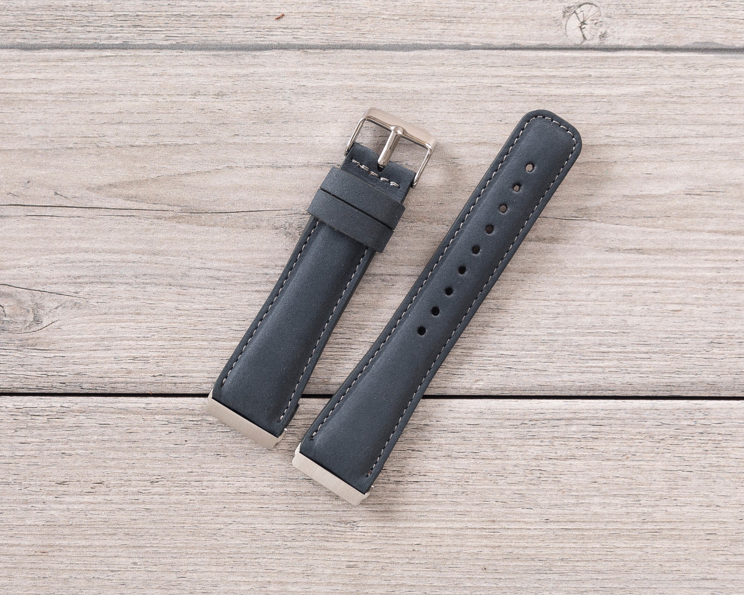 Blue Leather Classic Fitbit Watch Band