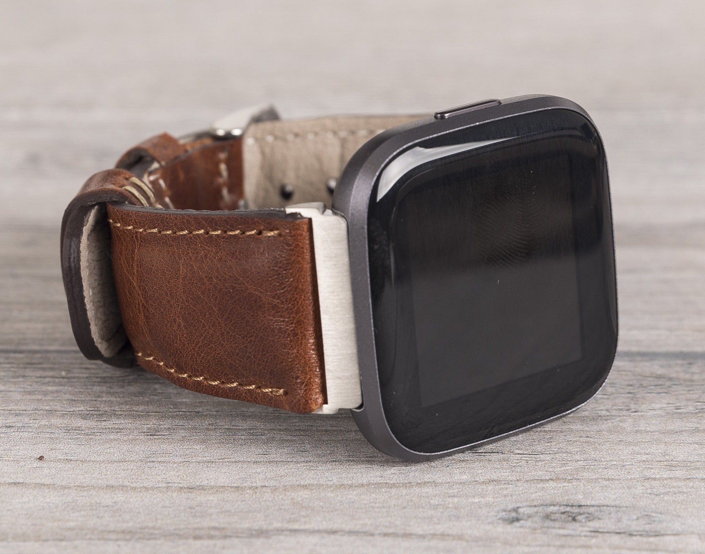 Dark Brown Leather Classic Fitbit Watch Band