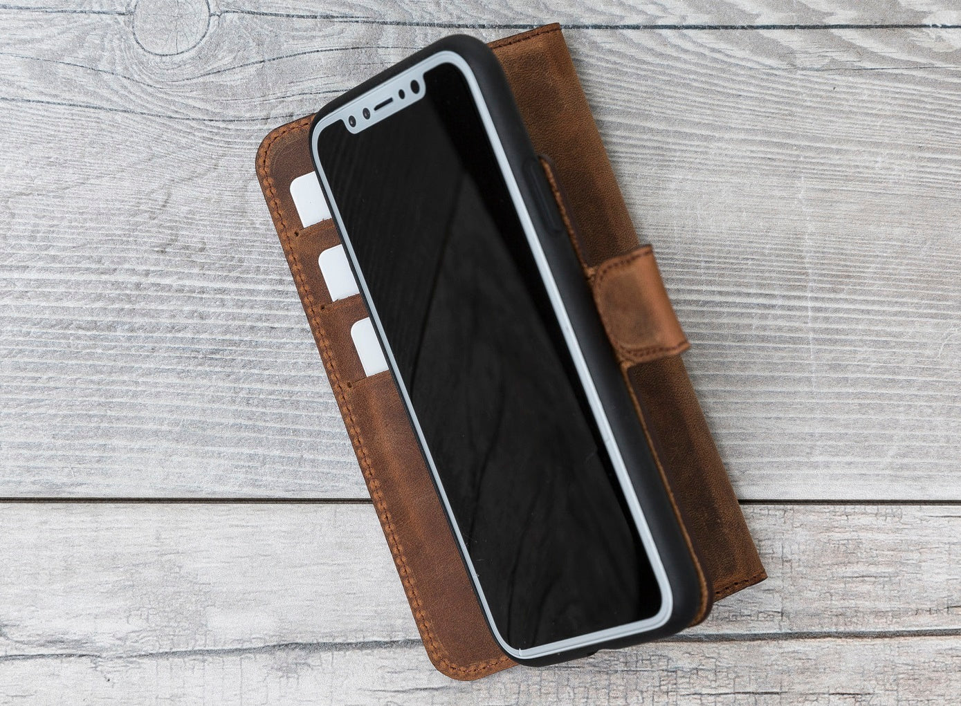 Antic Brown Magnetic Leather Case for iPhone X/XS/XS Max