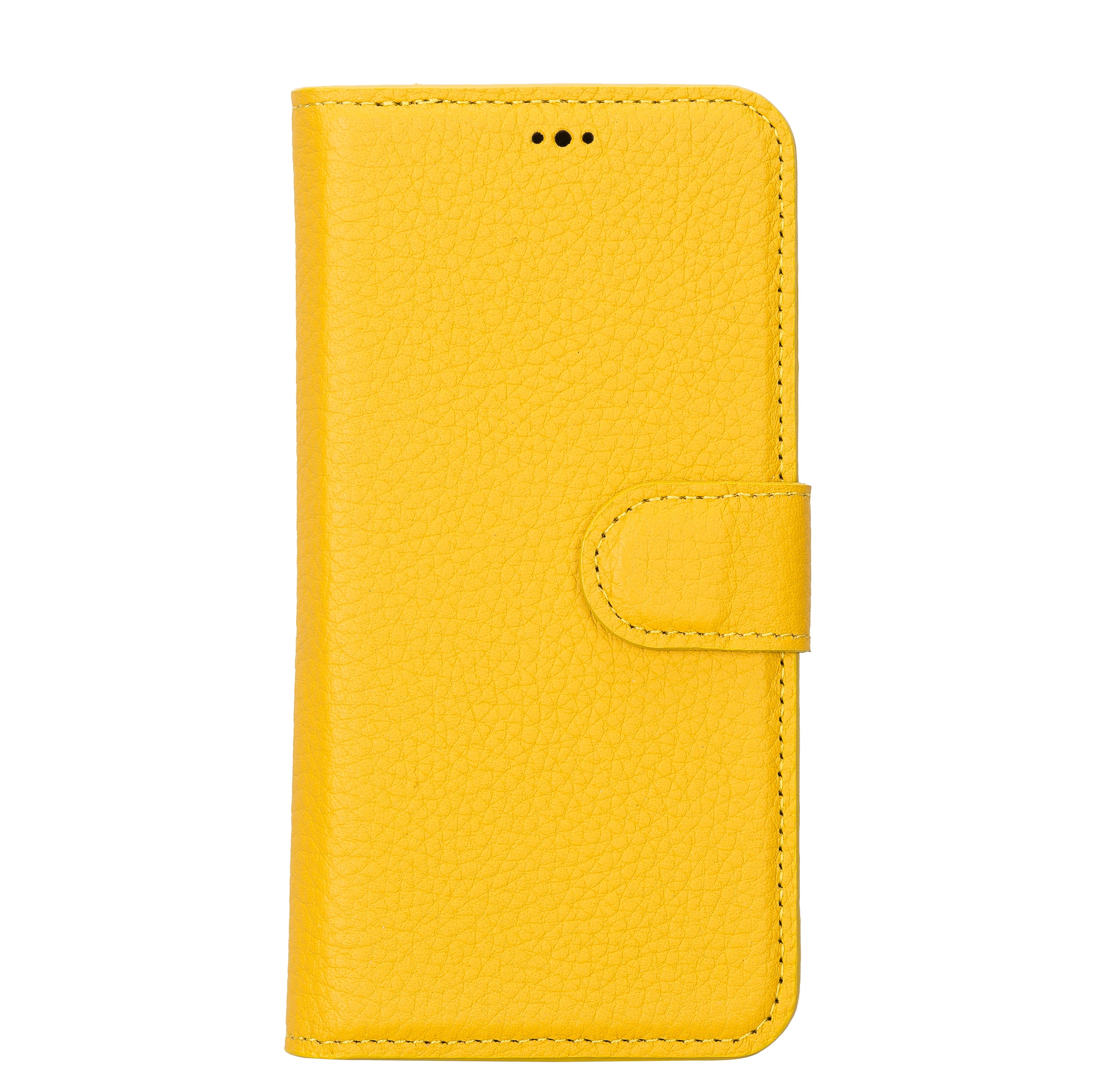 Yellow Leather Magnetic Wallet Case for iPhone 14 (6.1")