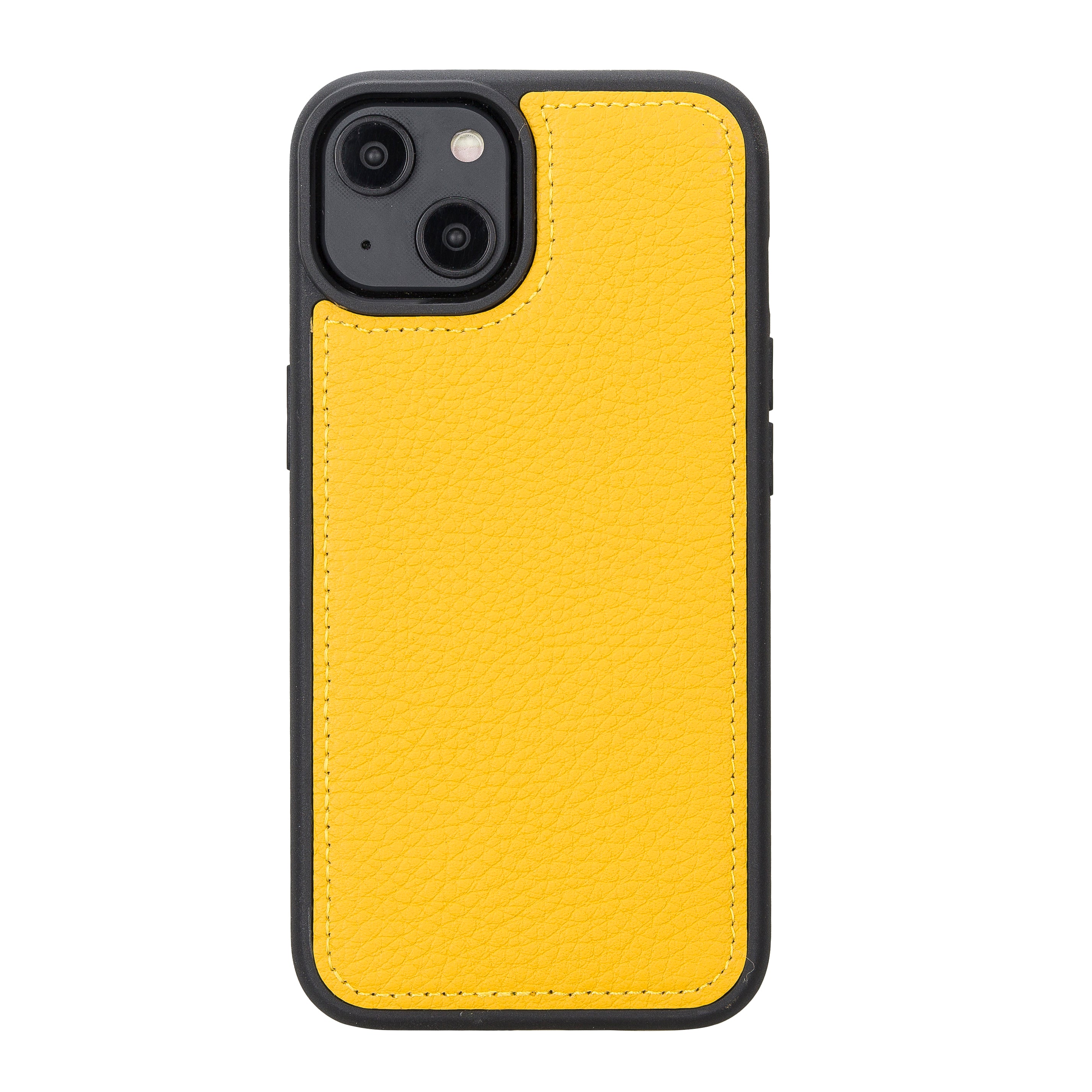 Yellow Leather Magnetic Wallet Case for iPhone 14 (6.1")