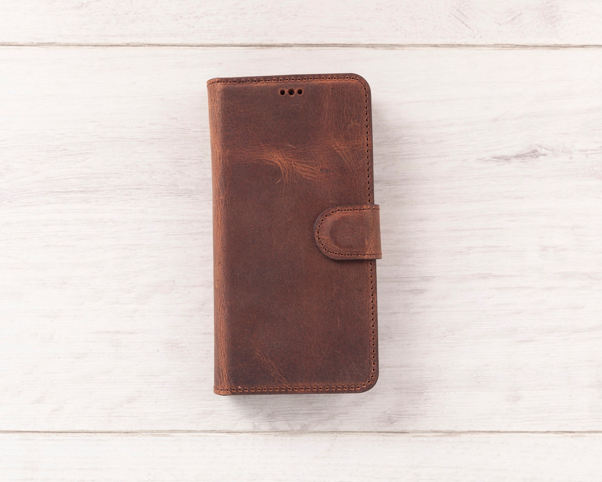 Antic Brown Magnetic Leather Wallet Case for Galaxy S22 / S23 / S24