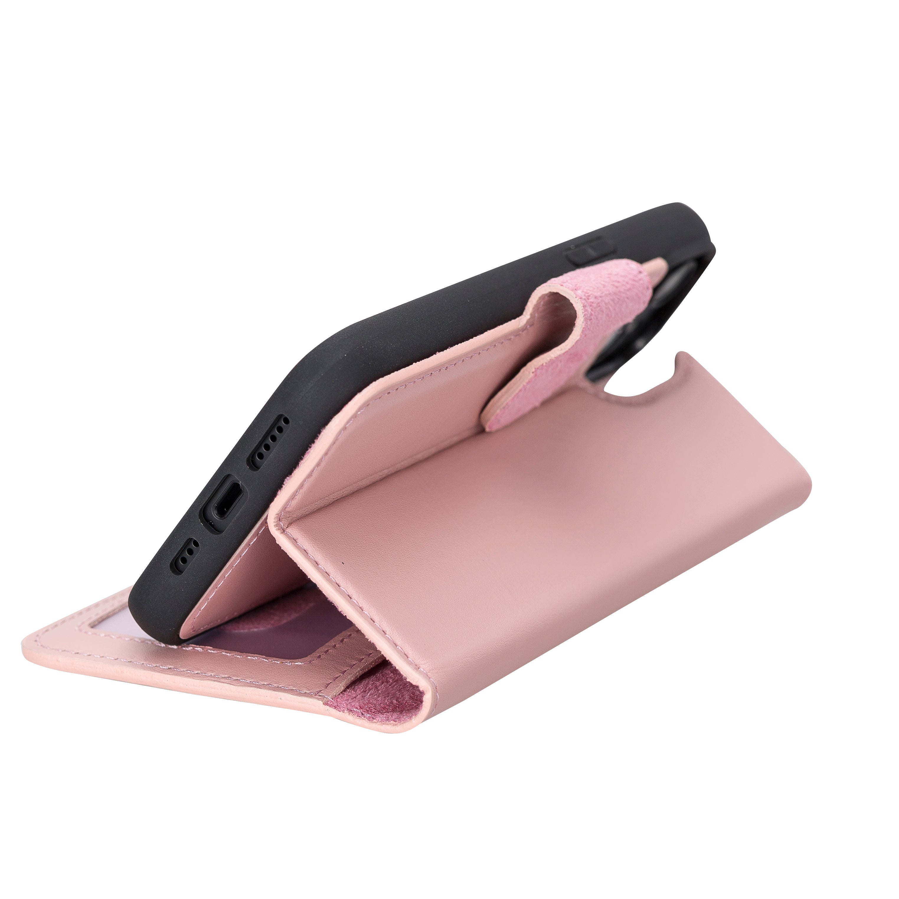 Pink Leather Magnetic Wallet Case for iPhone 14 (6.1")