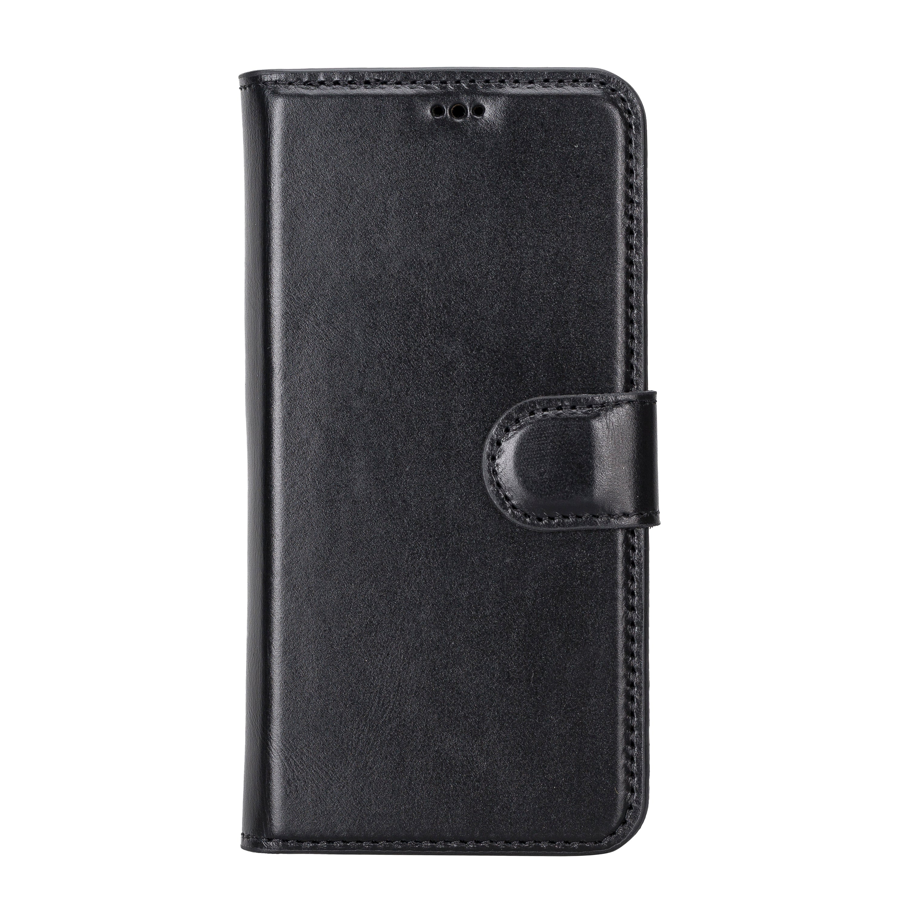 Black Leather Magnetic Wallet Case for iPhone 14 (6.1")