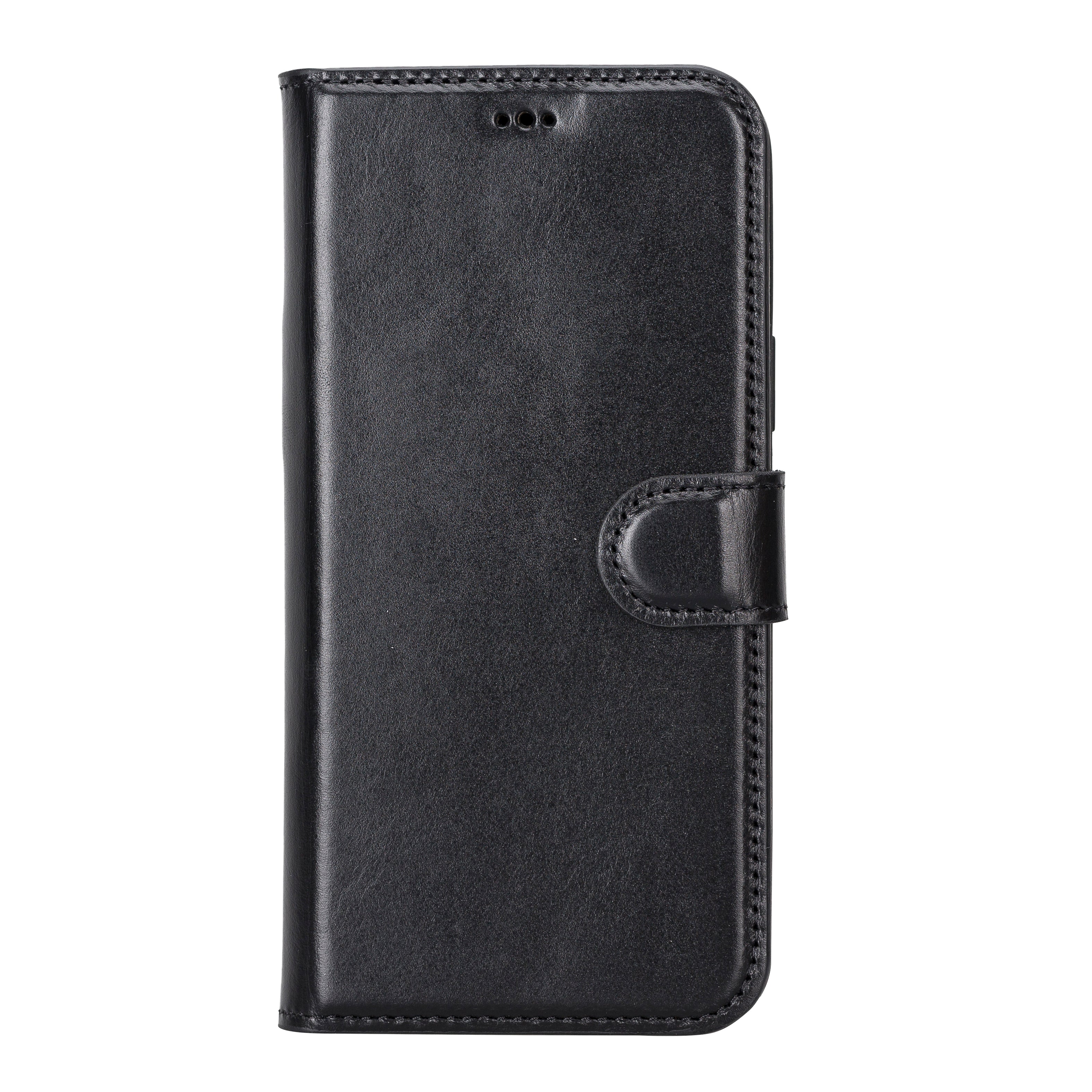 Black Leather Magnetic Wallet Case for iPhone 14 PLUS (6.7) – O2Leather