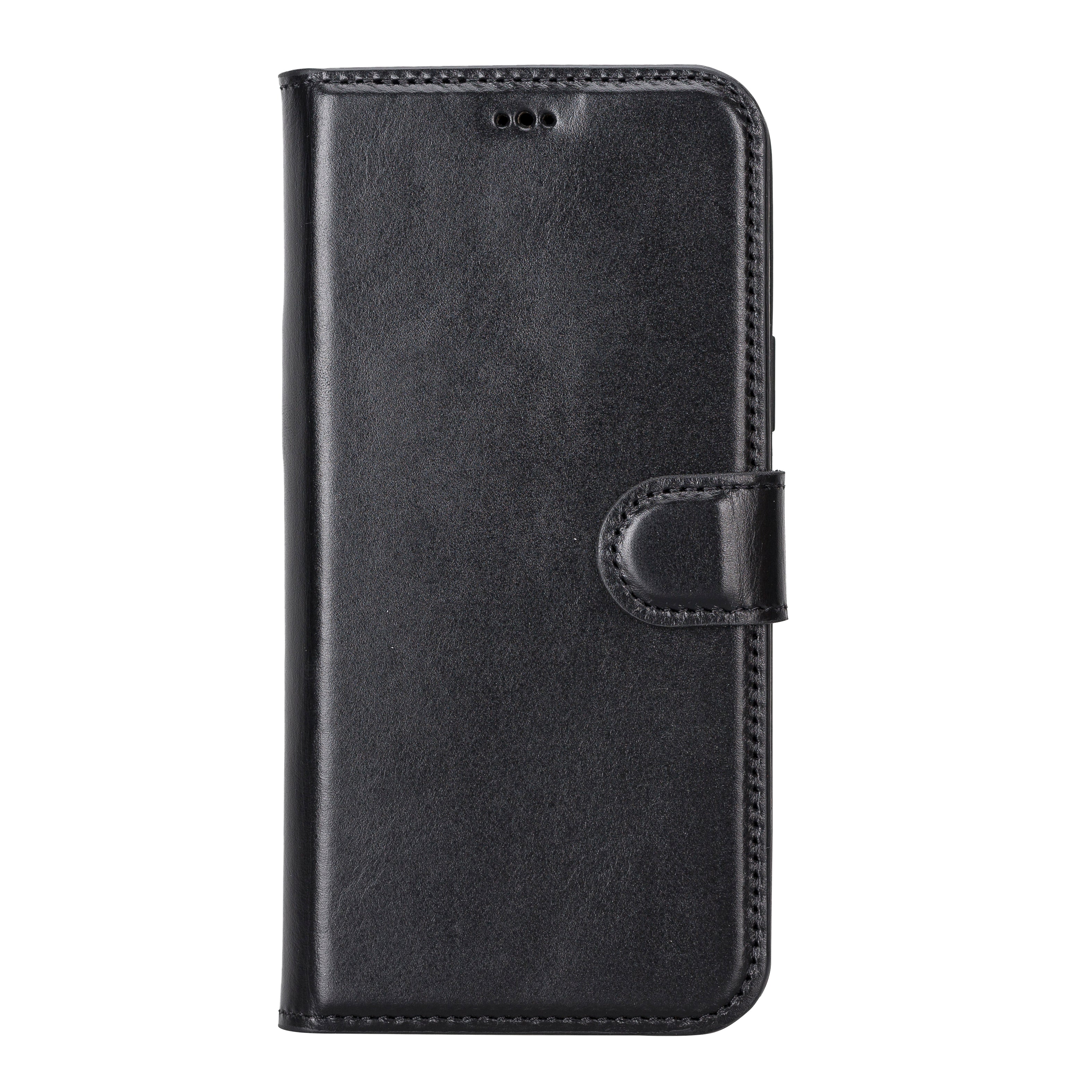 Black Leather Magnetic Wallet Case for iPhone 14 PLUS (6.7")