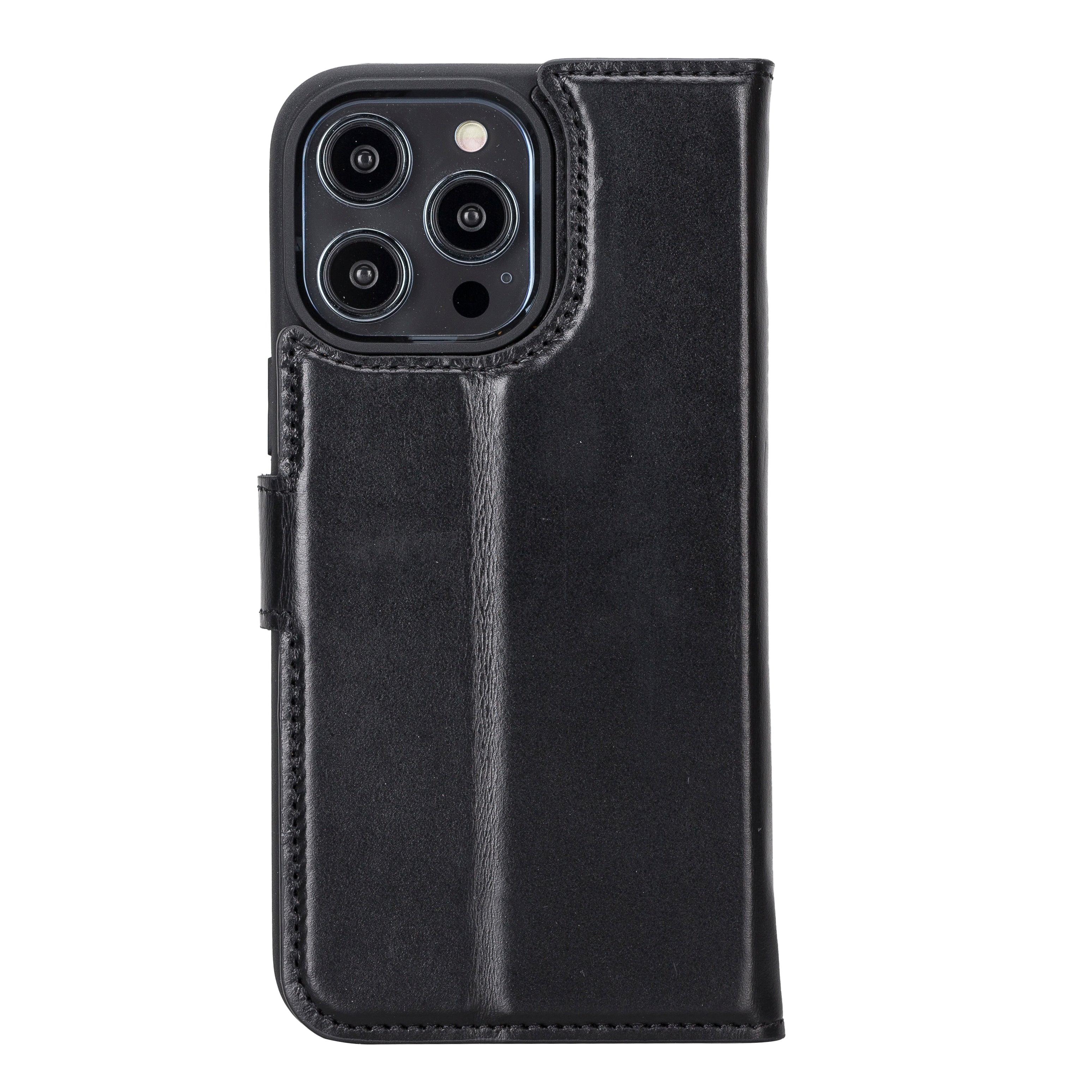 Black Leather Magnetic Wallet Case for iPhone 14 Pro MAX (6.7")