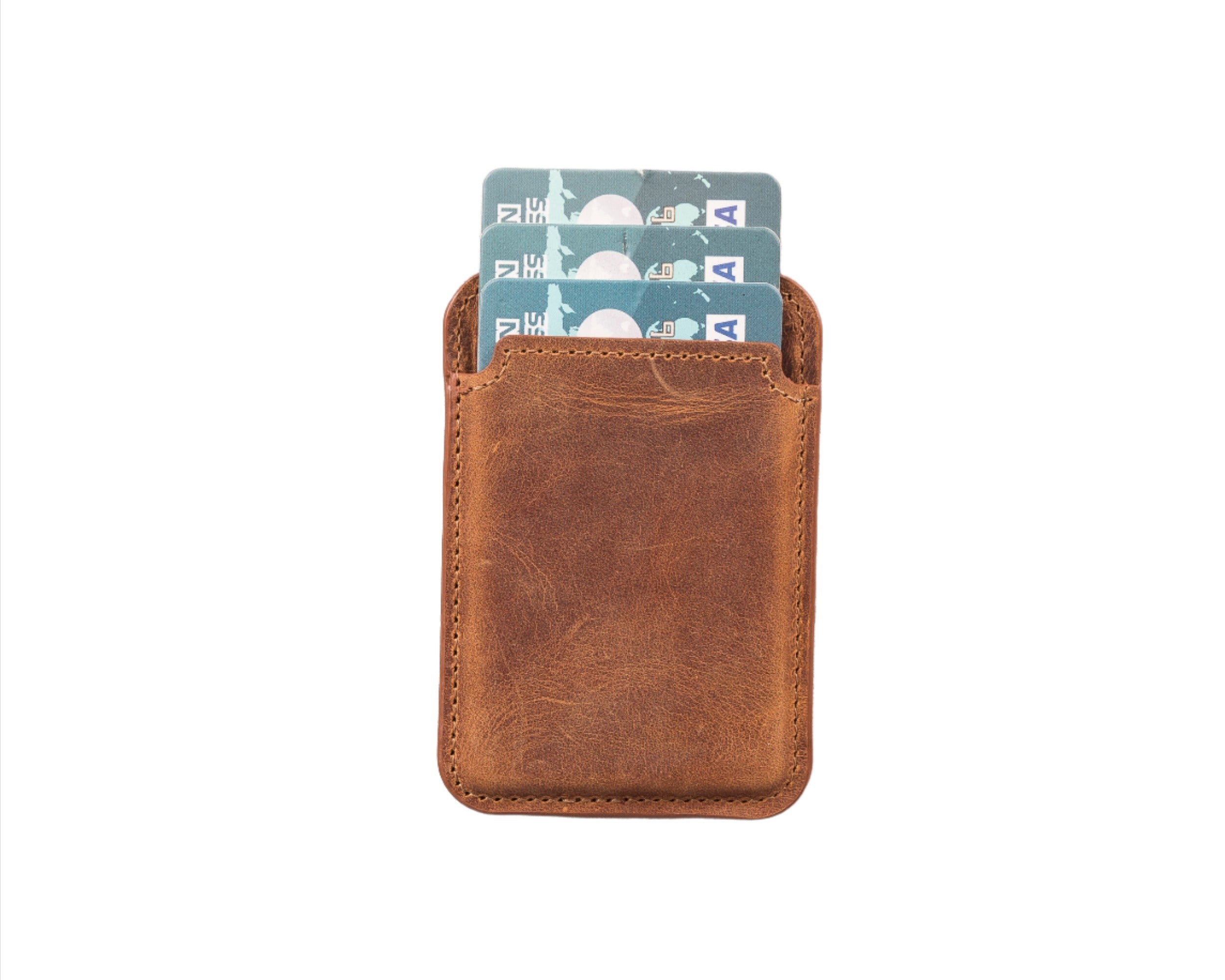 Leather Magnetic Card Holder Wallet for iPhone - O2 Leather