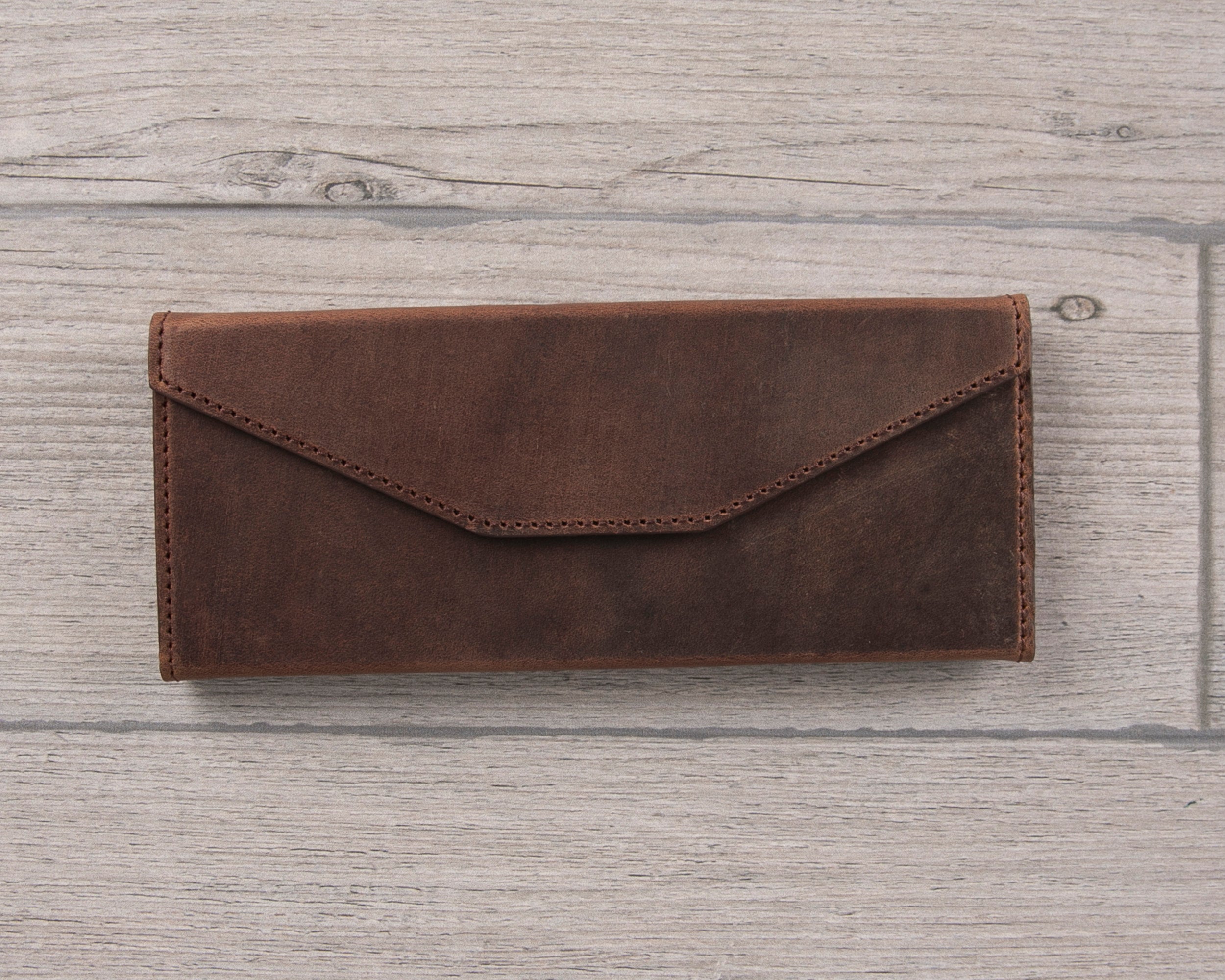 Antic Brown Leather Glasses Case