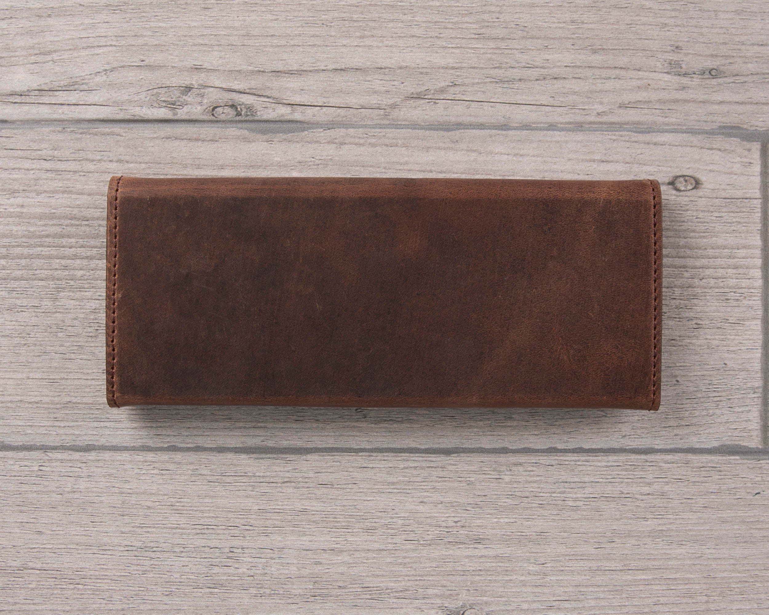 Antic Brown Leather Glasses Case