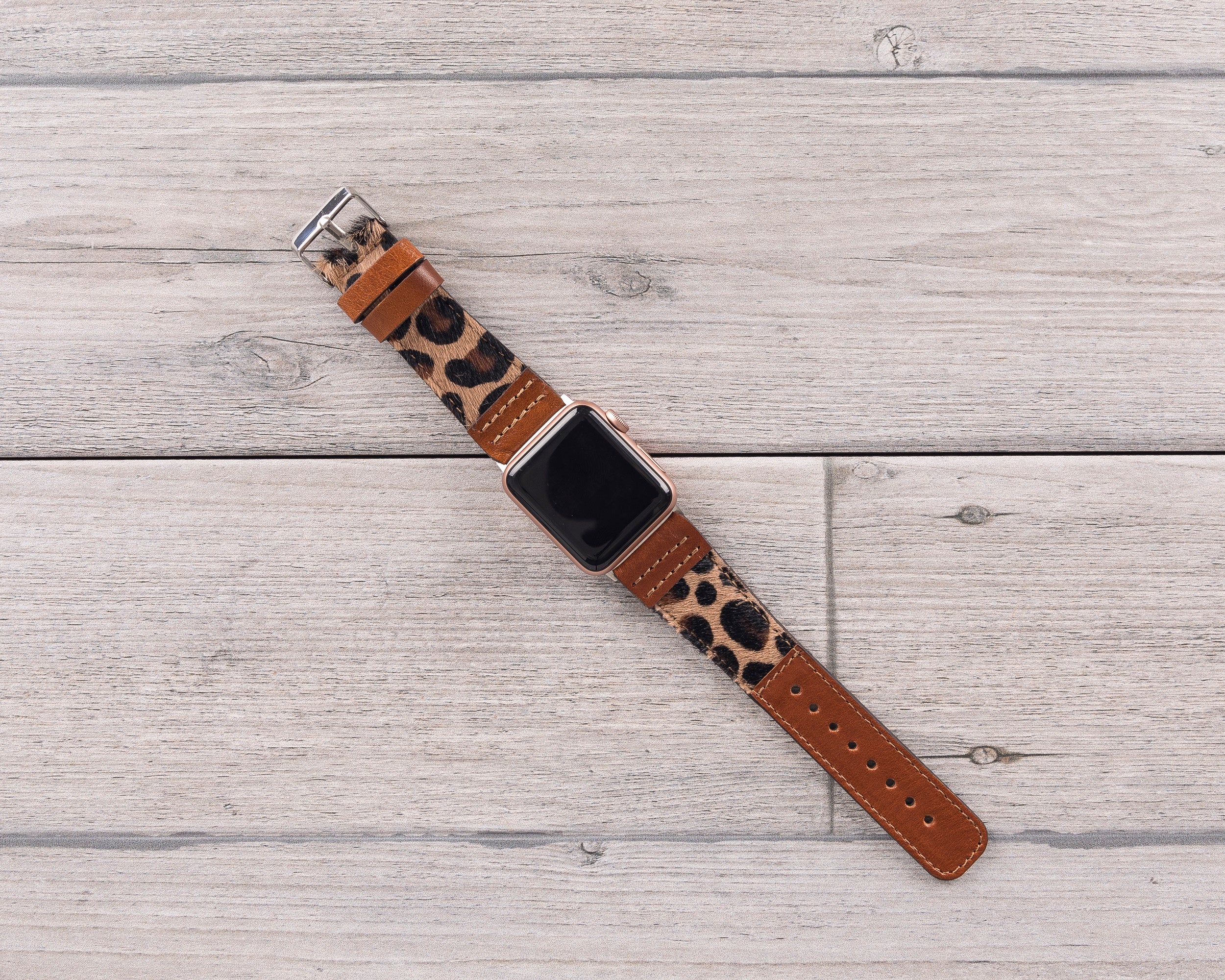 Leopard Patterned Leather Sport Apple Watch Band