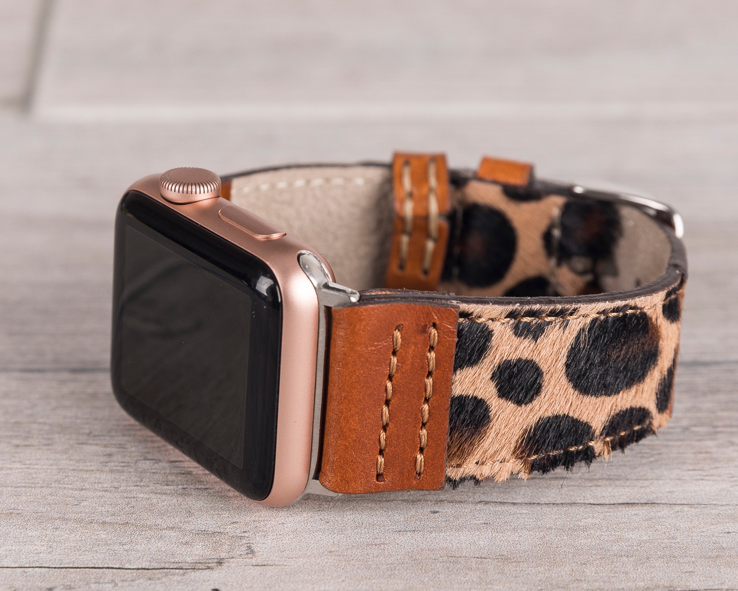 Leopard Patterned Leather Sport Apple Watch Band