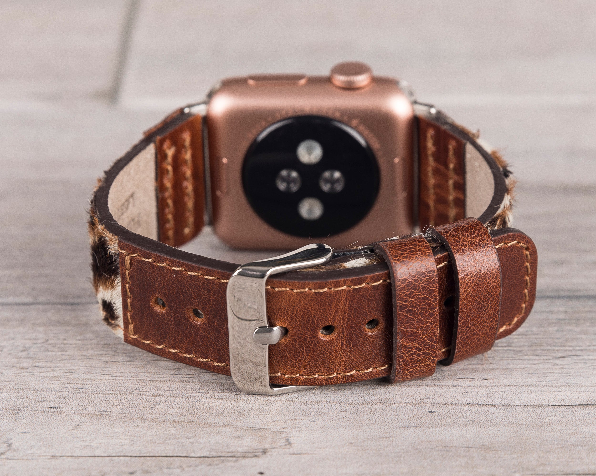 Brown Leopard Patterned Leather Sport Apple Watch Band