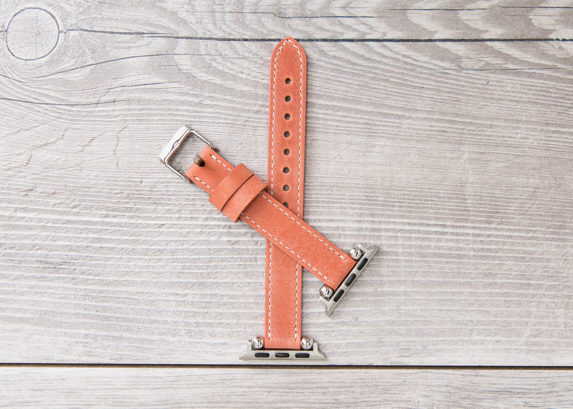 Orange Leather Ultra Slim Apple Watch Band