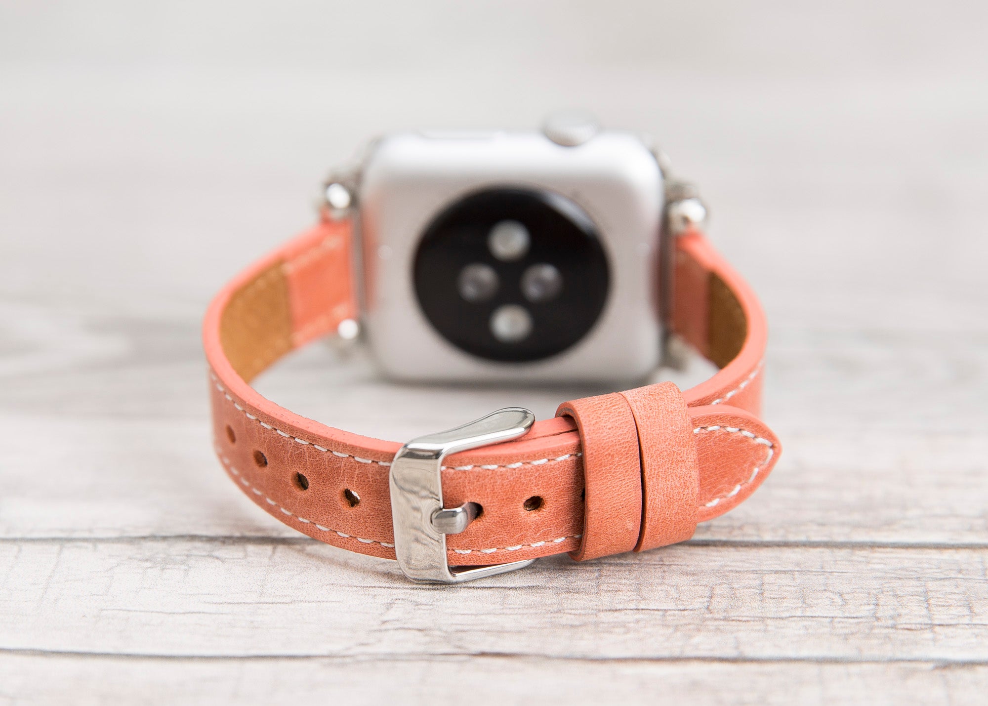 Orange Leather Ultra Slim Apple Watch Band