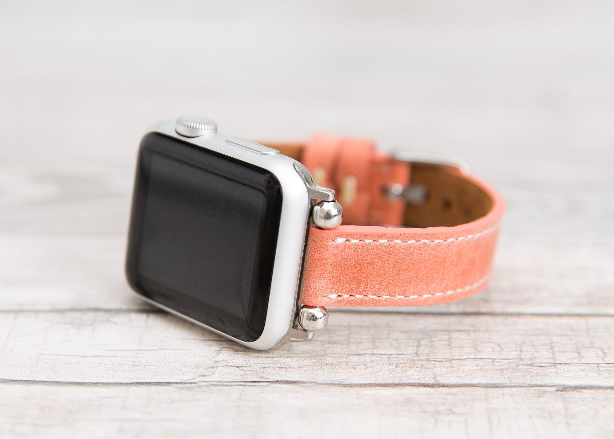 Orange Leather Ultra Slim Apple Watch Band