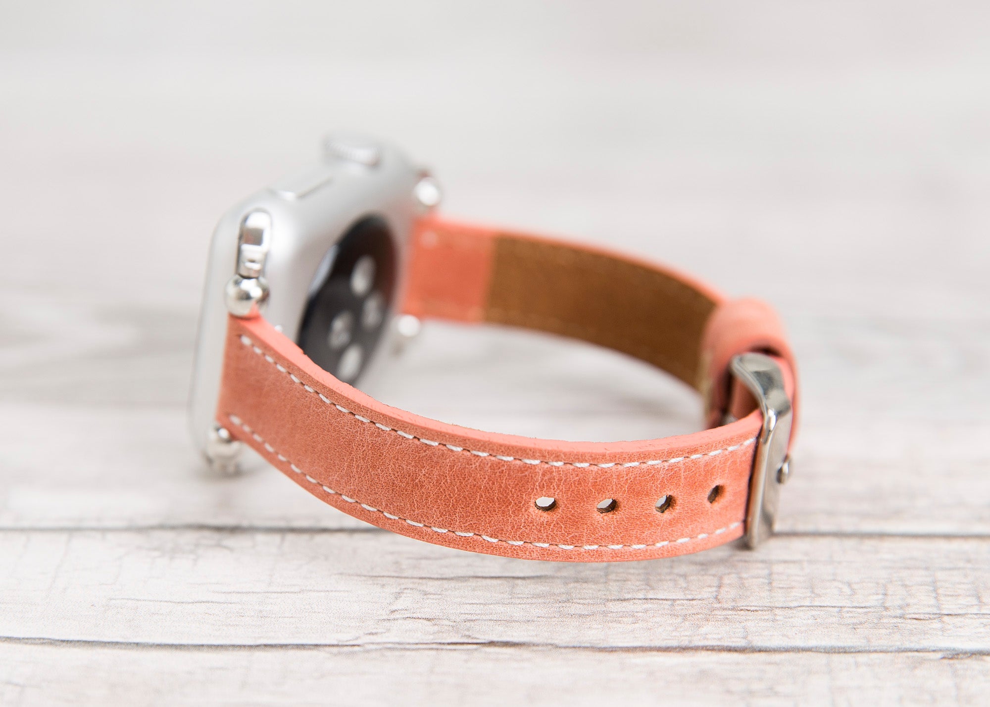 Orange Leather Ultra Slim Apple Watch Band