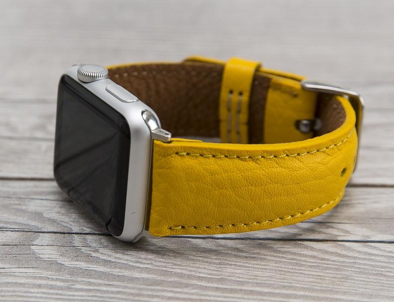 Yellow Leather Classic Apple Watch Band