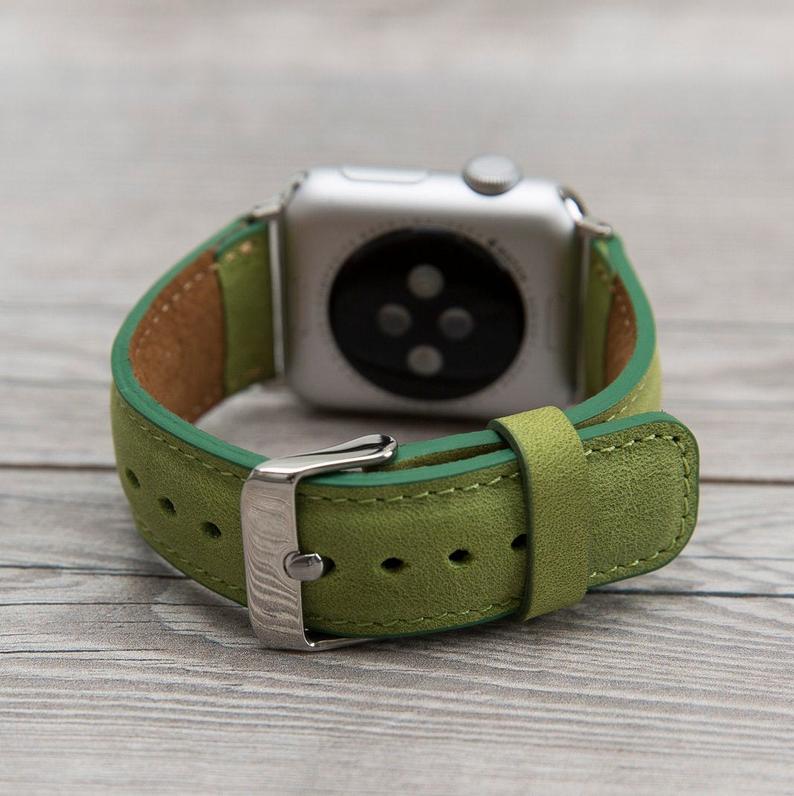 Green Leather Classic Apple Watch Band