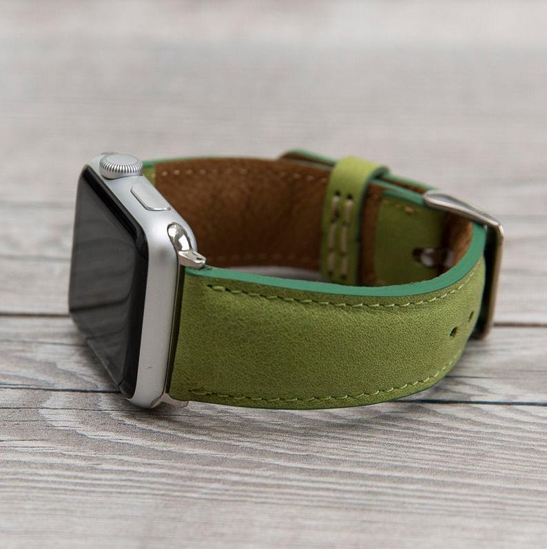 Green Leather Classic Apple Watch Band