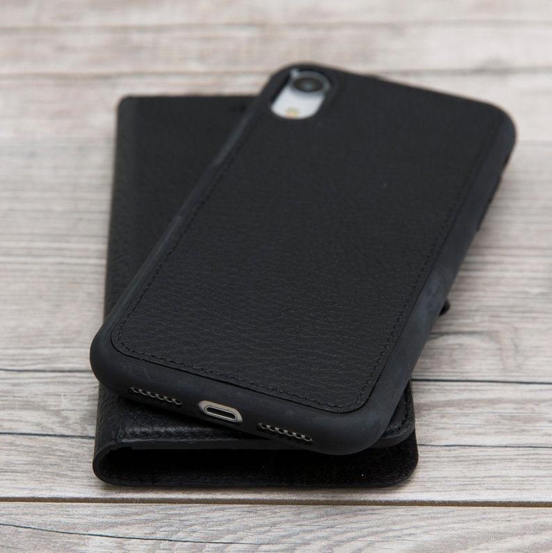 Black Leather Magnetic Case for iPhone XR/XS Max