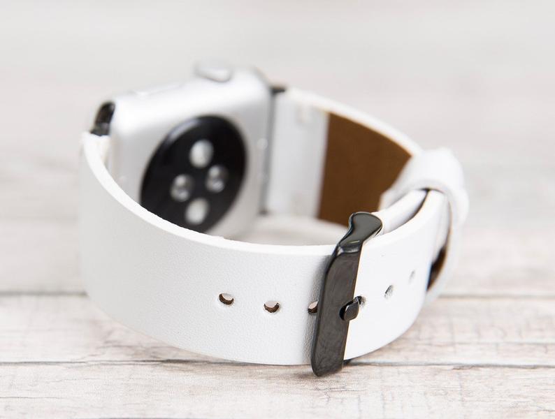 White Leather Classic Apple Watch Band