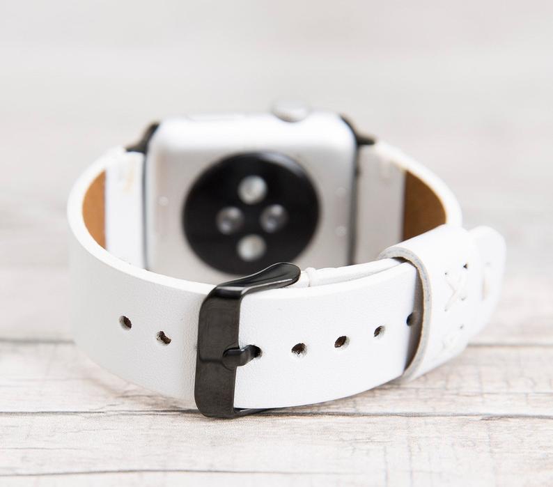 White Leather Classic Apple Watch Band