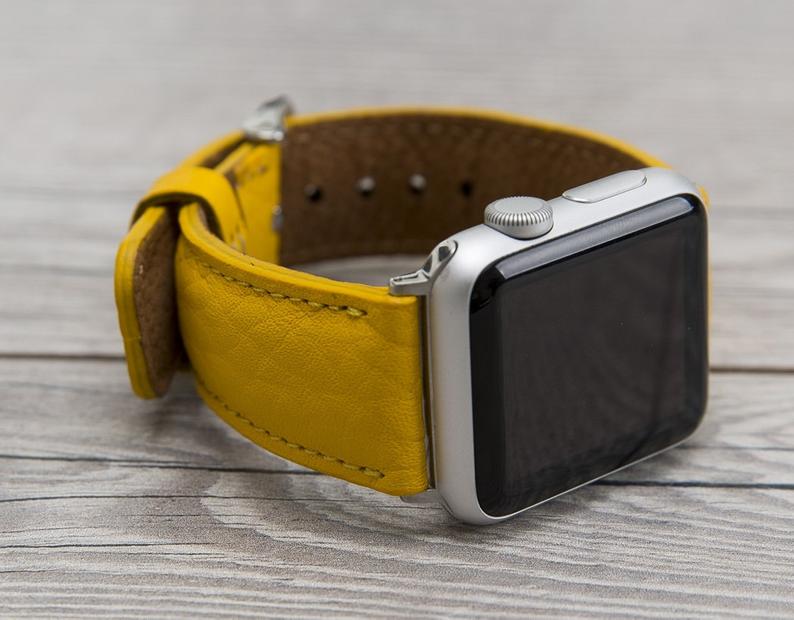 Yellow Leather Classic Apple Watch Band