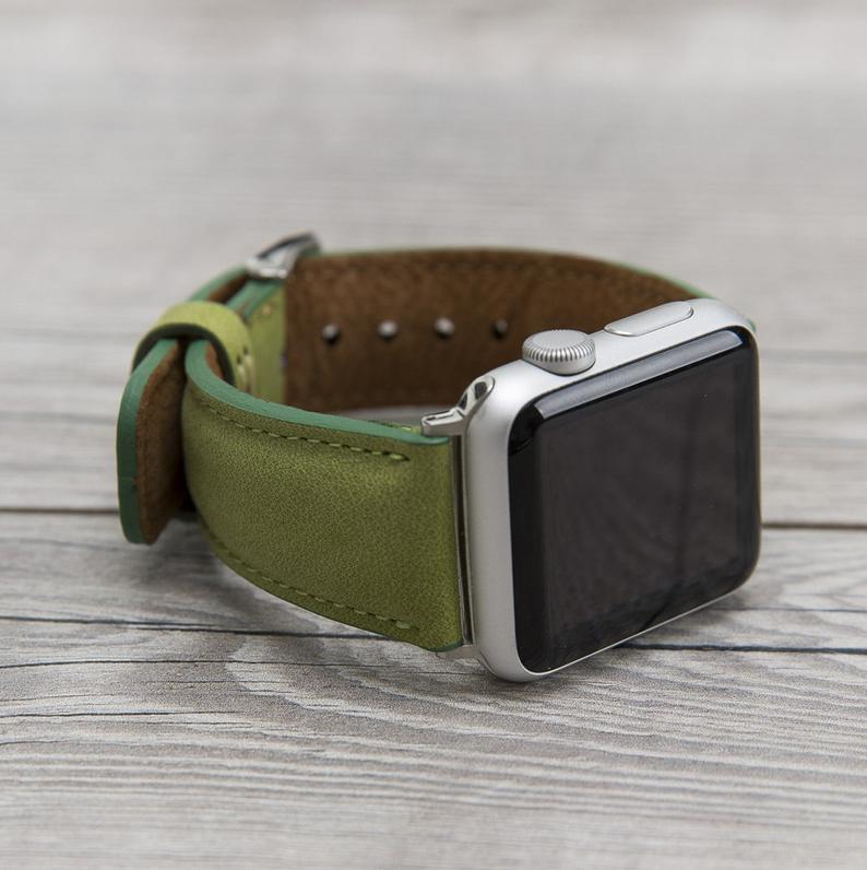 Green Leather Classic Apple Watch Band