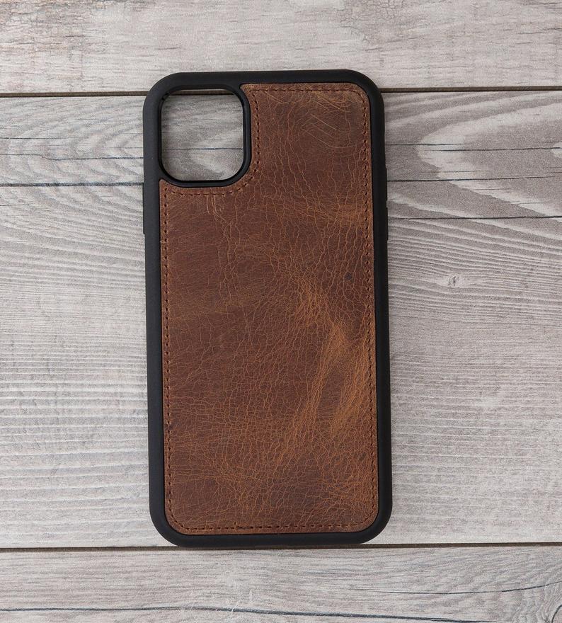 Antic Brown Leather Magnetic Wallet Case for iPhone 11 Models