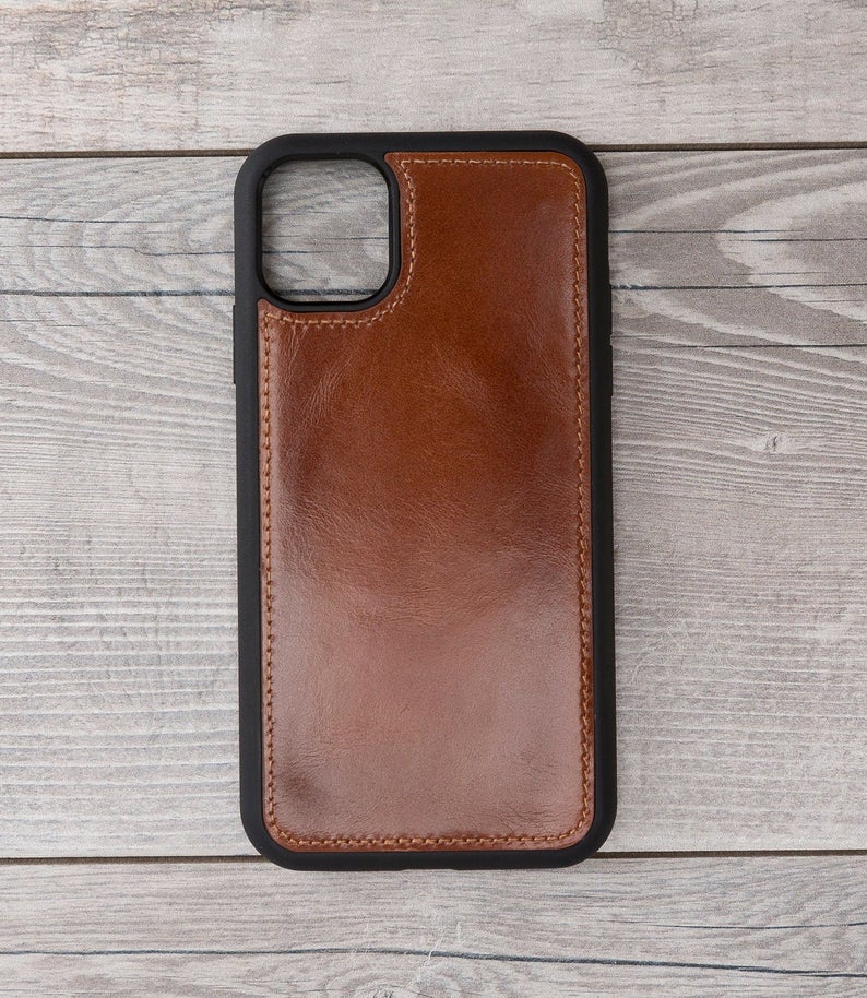 Burnished Brown Leather Magnetic Wallet Case for iPhone 11 Models