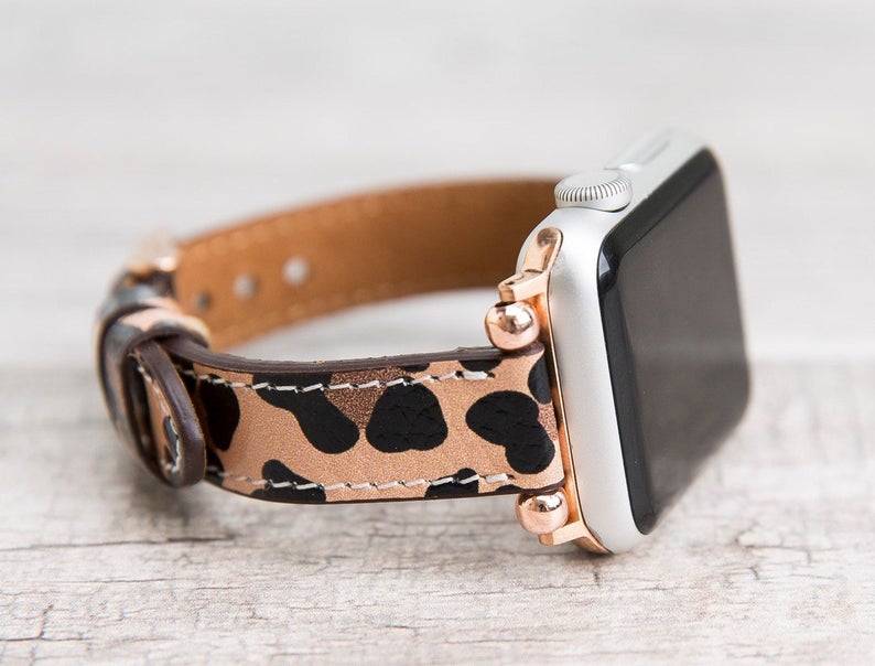 Leopard Pattern Leather Ultra Slim Apple Watch Band