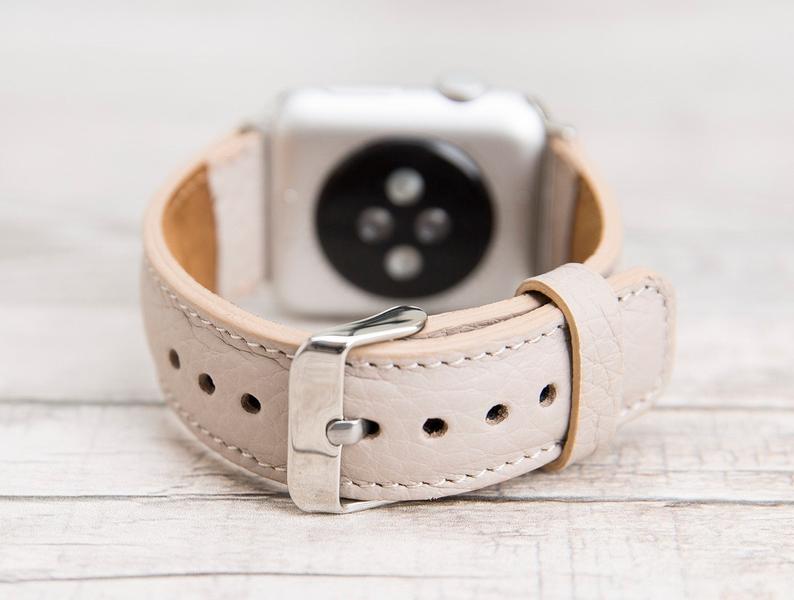 Beige Leather Classic Apple Watch Band