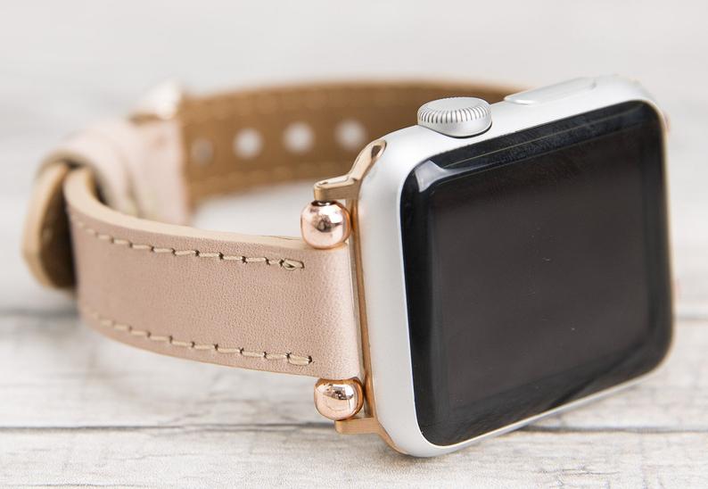 Nude Pink Leather Ultra Slim Apple Watch Band