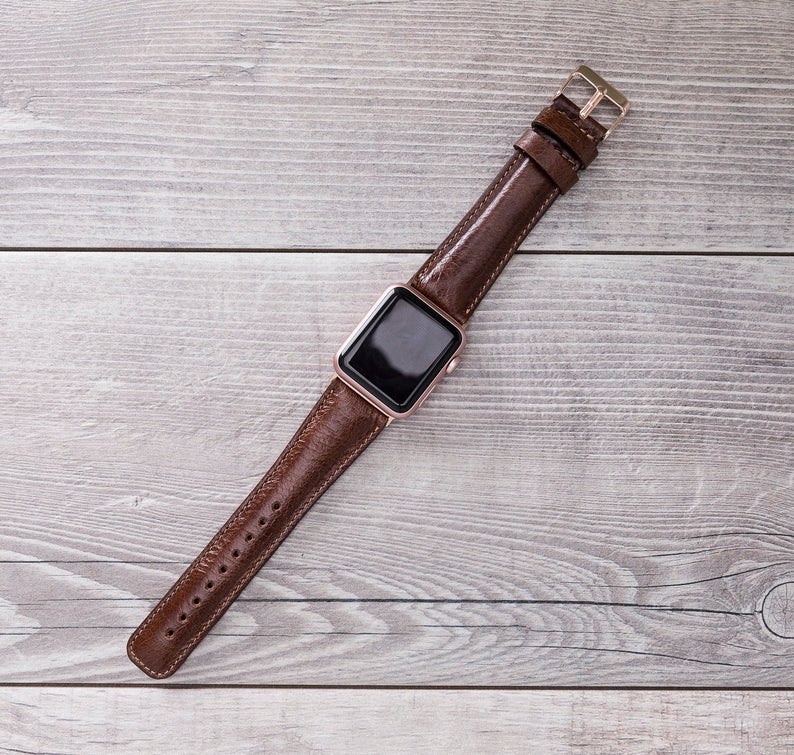 Dark Brown Leather Classic Apple Watch Band